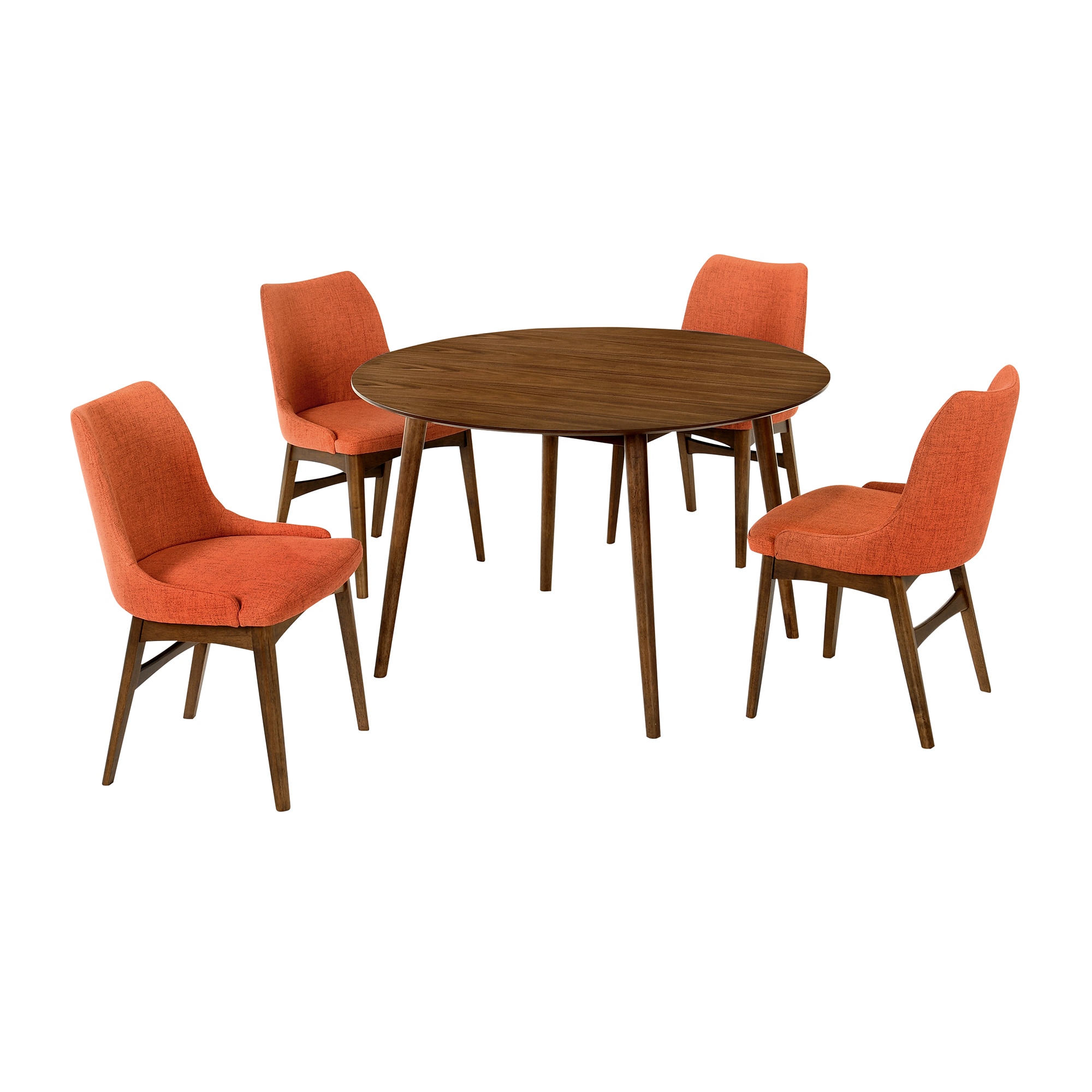 Armen Living SETARDI5AZWAOR48 Walnut Contemporary/Modern Dining Room Set with Round Table ( Seats 4 )