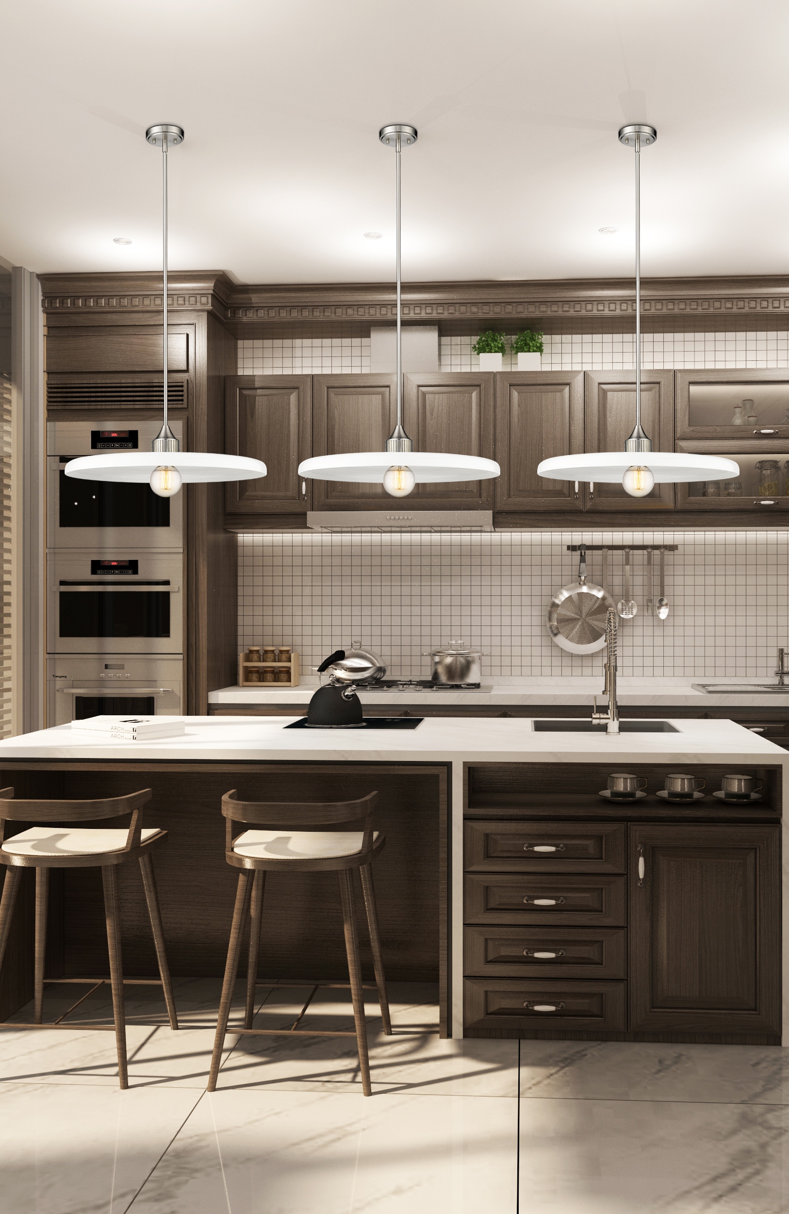 Paloma Brushed Nickel 24" LED Glass Indoor/Outdoor Pendant Light