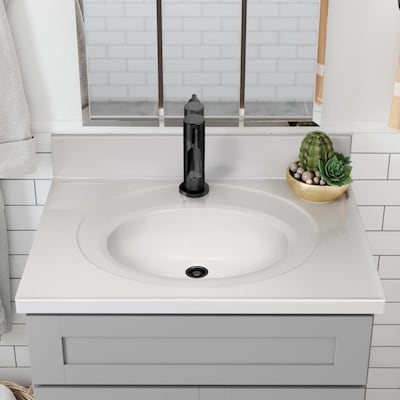 Ashinton 49 in. W x 22 in. D Single Basin Solid Surface Vanity Top in Solid White with Intergrated White Basin Ashinton 49 in. W x 22 in. D Single Basin Solid Surface Vanity Top in Solid White with Intergrated White Basin