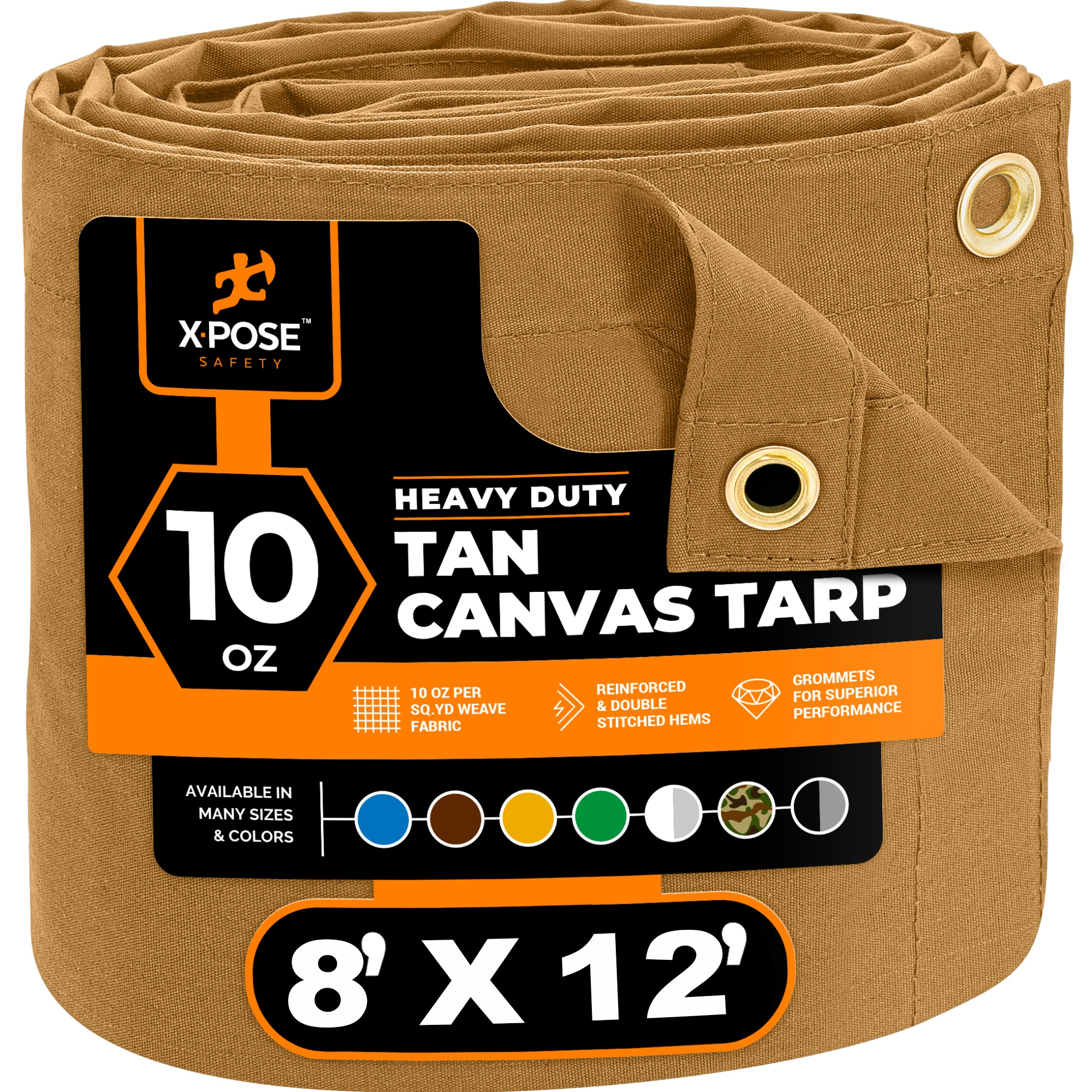 XPOSE SAFETY CTT10-812-X 8-ft x 12-ft Brown Commercial Canvas 14-mil Tarp