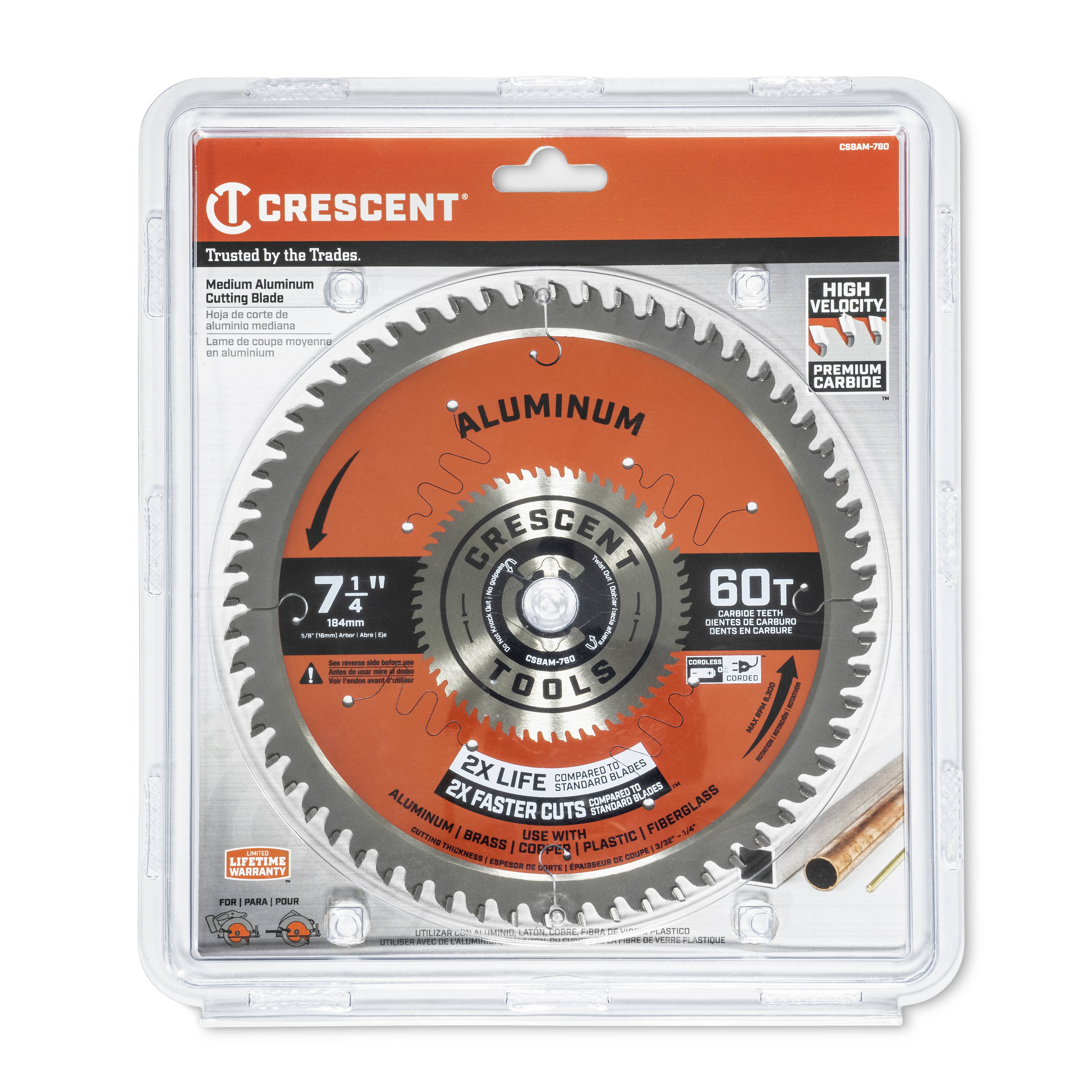 Crescent Medium Aluminum 7-1/4-in 60-Tooth Carbide Circular Saw Blade ...