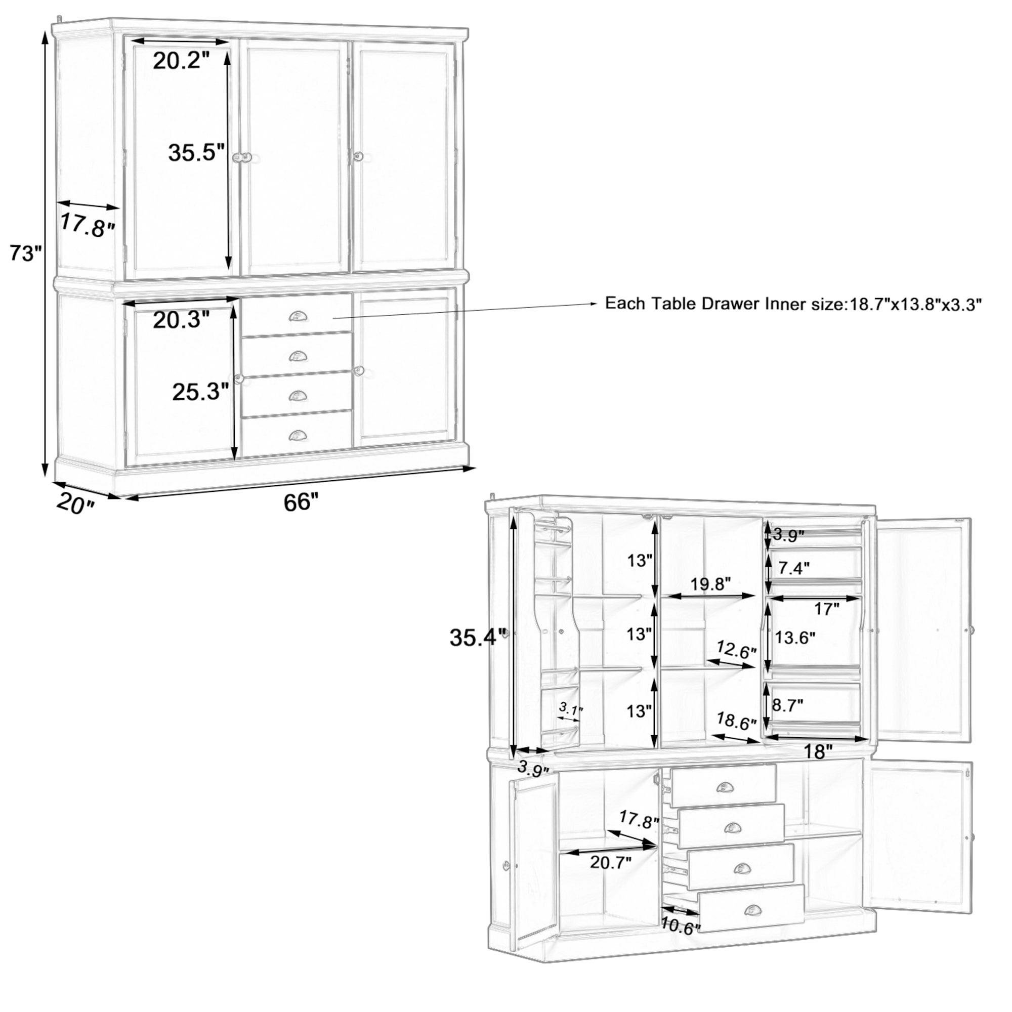 SINOFURN SYA010608GY Dining-Kitchen-Storarge - View #3