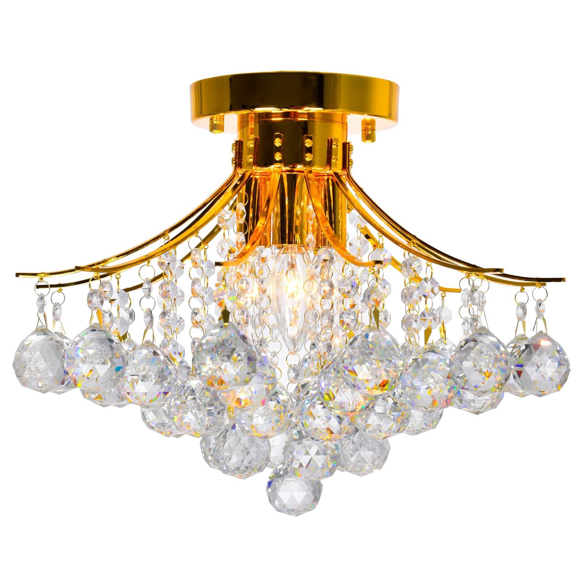 CWI Lighting 8012C16G Princess 4-Light Gold Flush Mount Light
