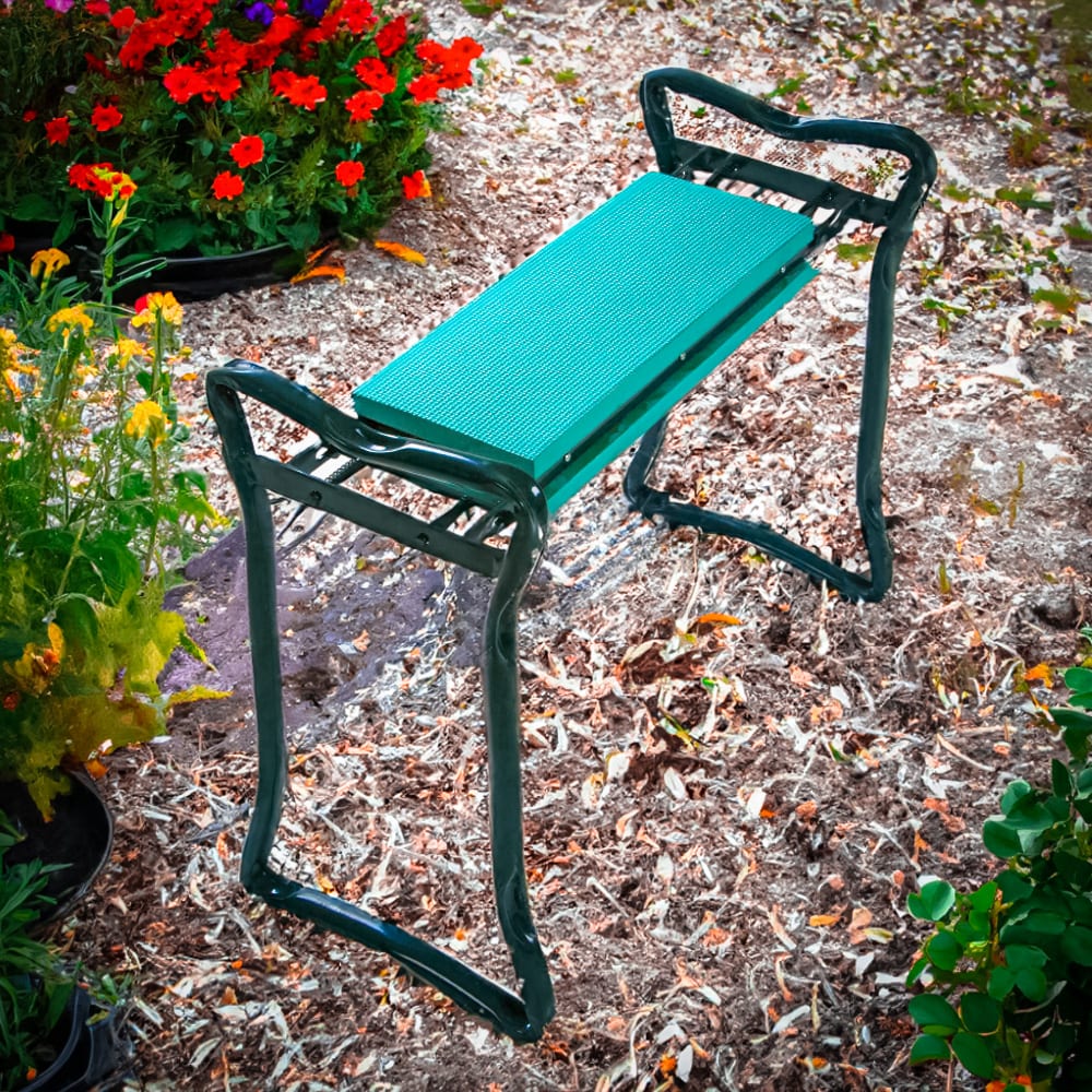 OutSunny Steel Frame Gardening Kneeler Seat W/ Pouch Green
