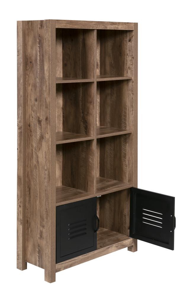 OneSpace 50-JN23BK8 Norwood Brown 4-Shelf Bookcase with Doors (30-in W x 60-in H x 12-in D)