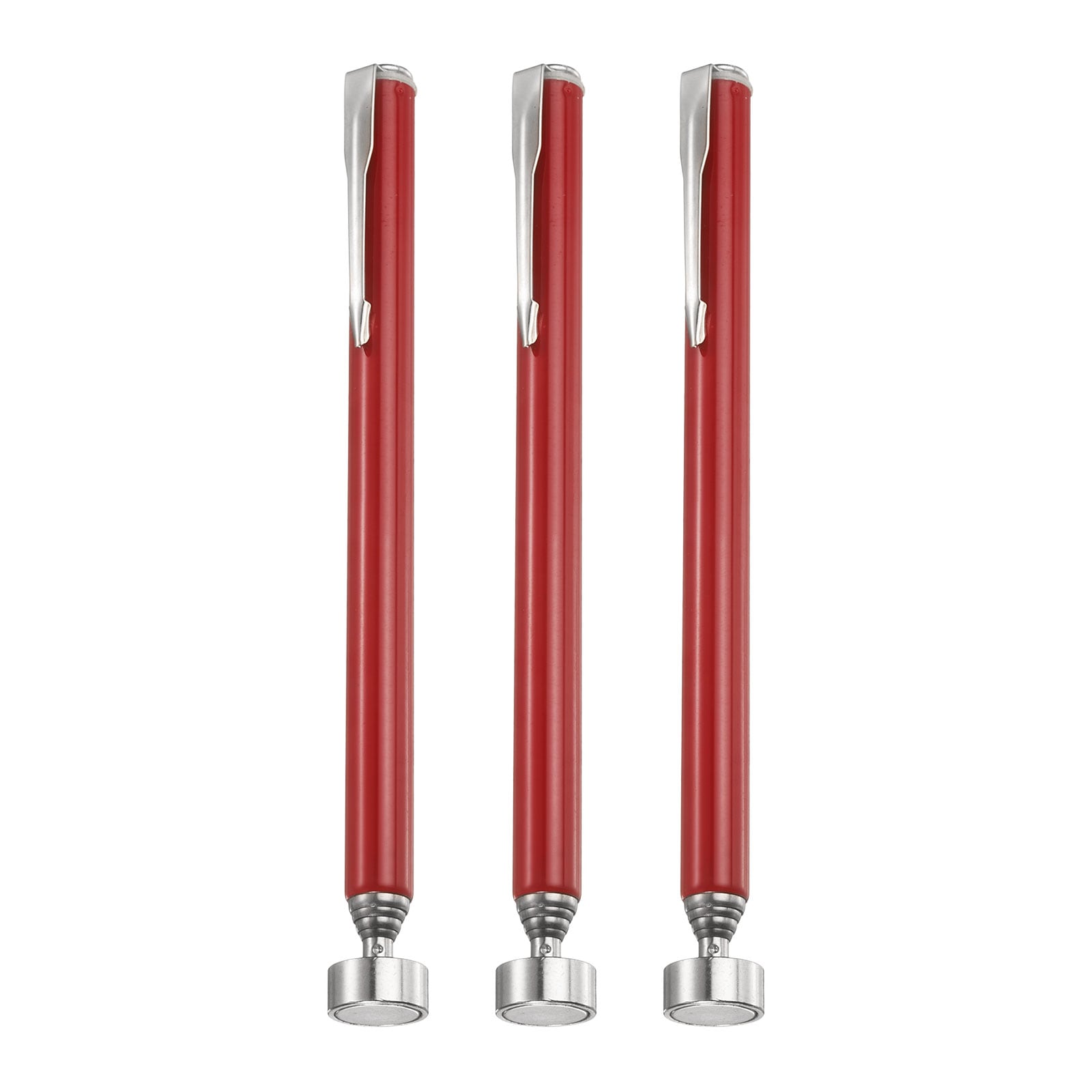 Harfington 3pcs Telescoping Magnetic Pickup Tool 5LB Stainless Steel 5.3 Inch to 24 Inch Extendable Magnet Retrieval Stick with Pocket Clip for Car Industry Garage Office Red