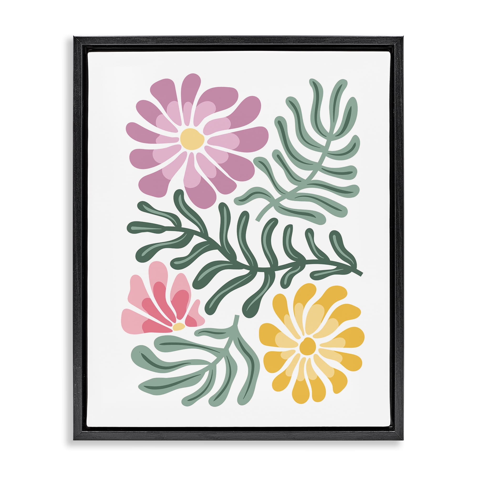 Stupell Industries BT-201-FFB-24X30 Pastel Midcentury Mod Blooms Floating Frame design by Kim Allen