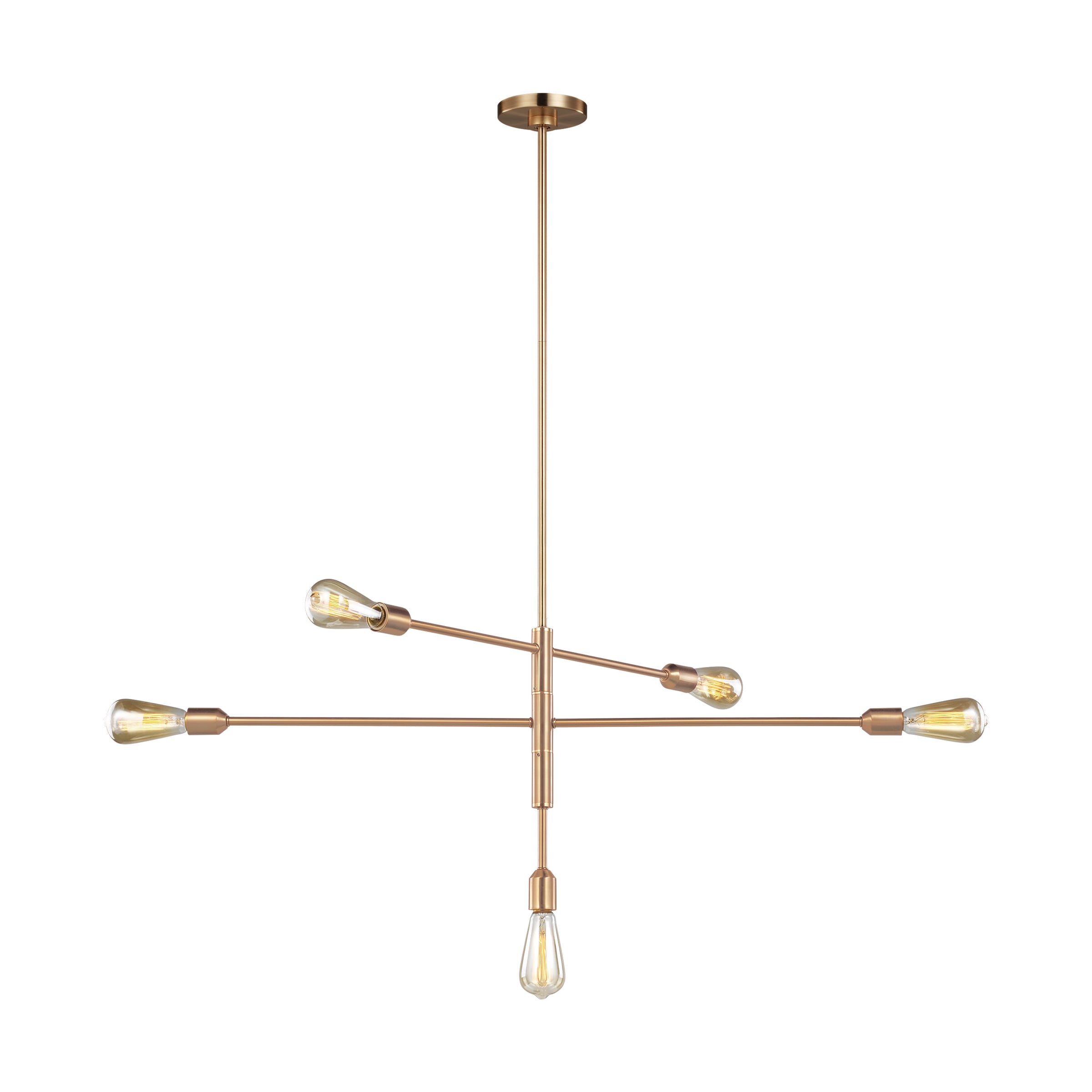 Satin Brass 5-Light Sputnik Chandelier with Adjustable Arms