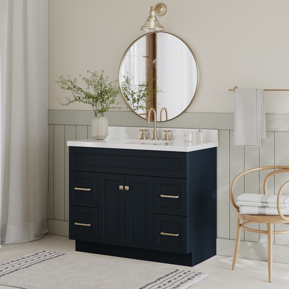 ARIEL Hamlet 42-in Midnight Blue Bathroom Vanity Base Cabinet without ...