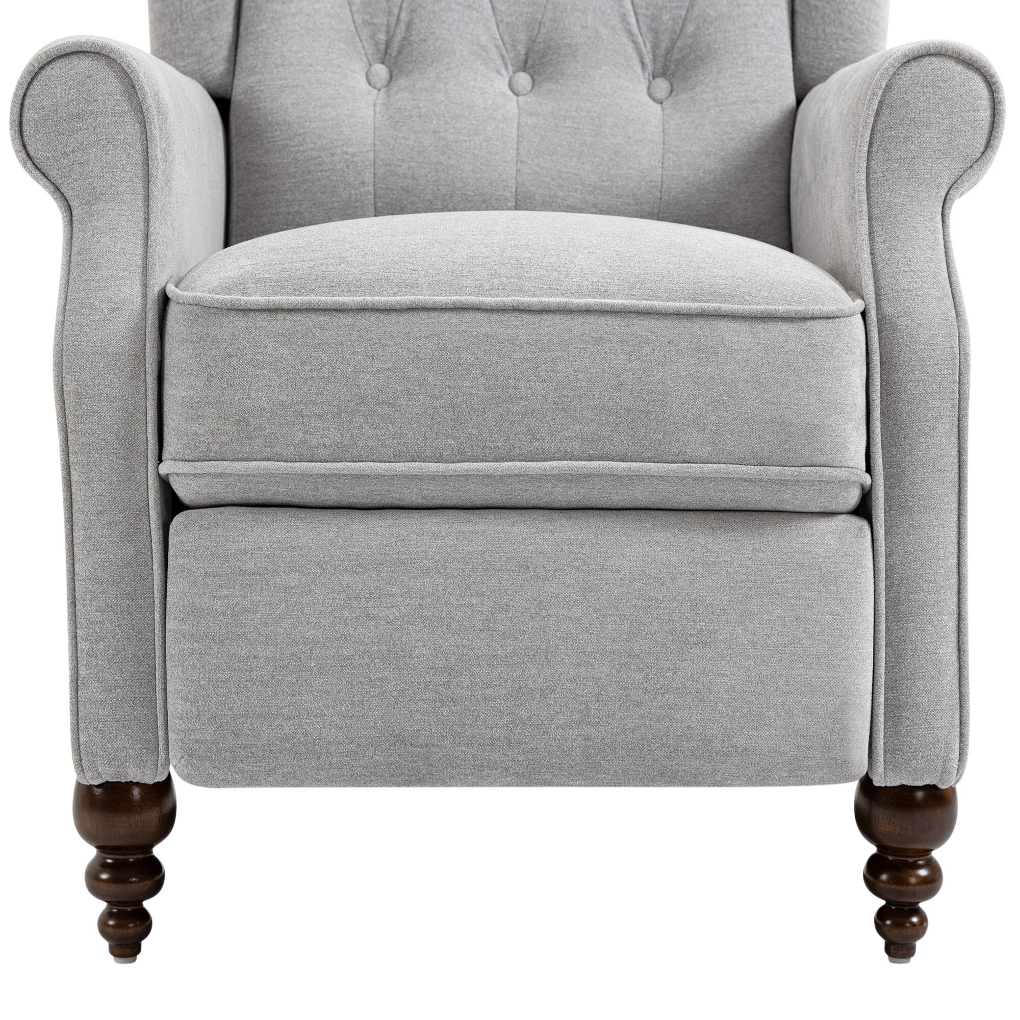 Gray Velvet Upholstered Recliner with Button Tufting