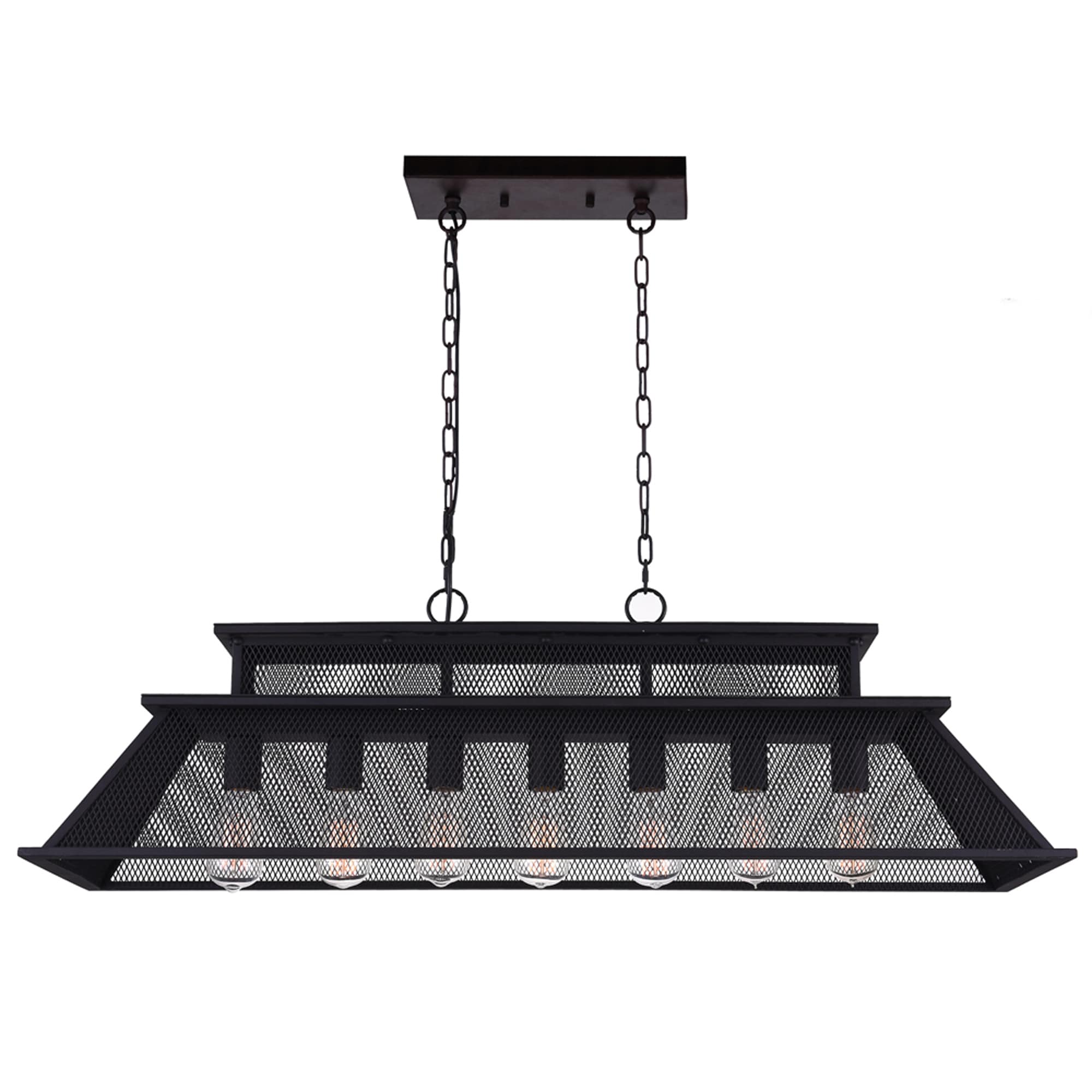CWI Lighting 9745P44-7-219 Savill 7-Light Black Rustic Damp Rated Chandelier