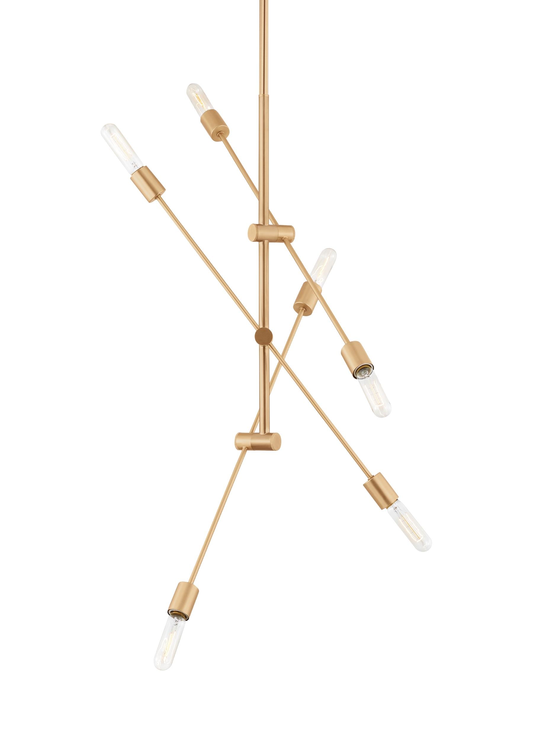 Axis Satin Brass 6-Light Adjustable Chandelier