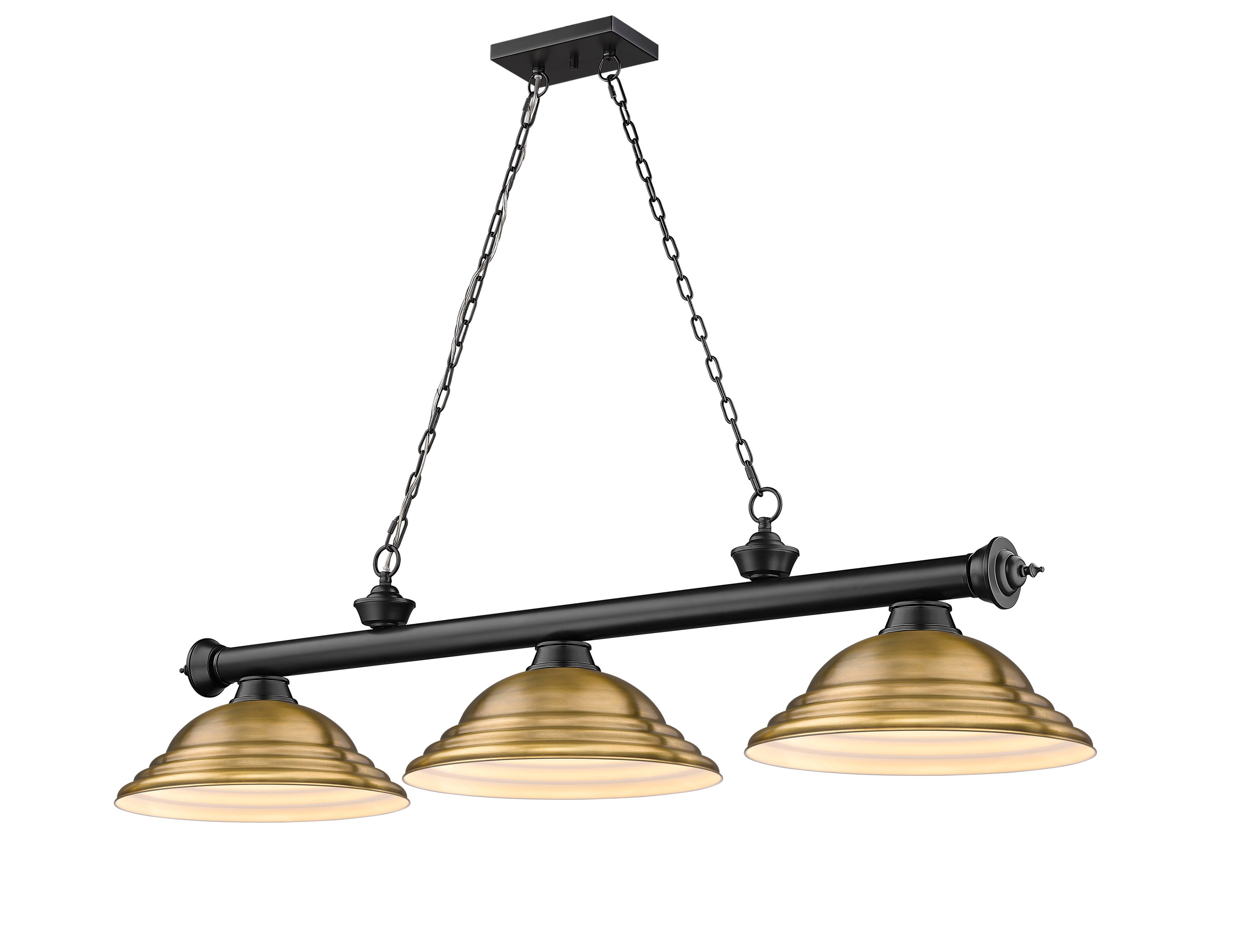 Z-Lite 2306-3MB-SRB Cordon Matte Black Incandescent Medium Base (e-26) Pool Table Lighting