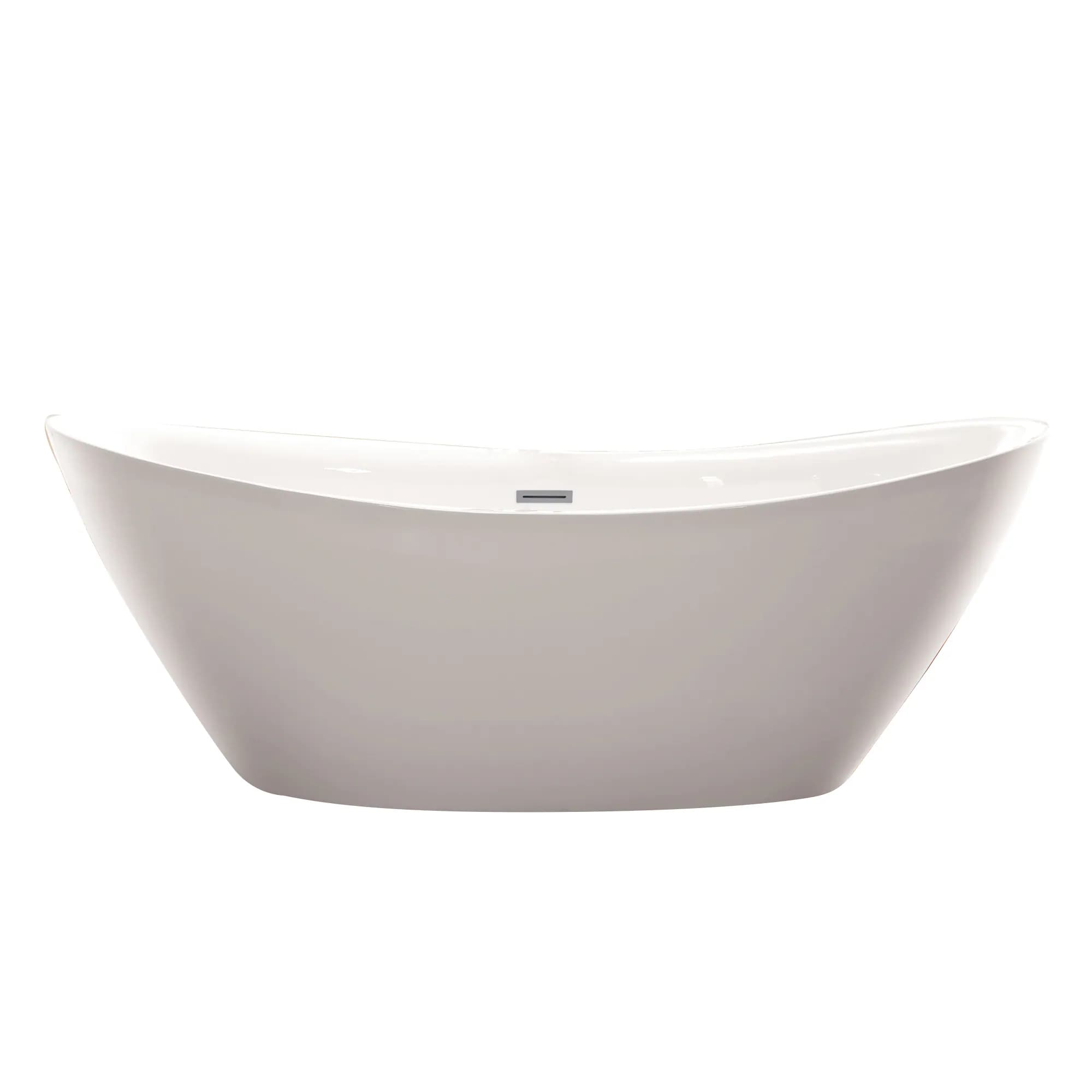 Vanity Art Mulhouse 33-in x 71-in White/Polished Chrome Acrylic Oval Freestanding Soaking Bathtub ( Center Drain )