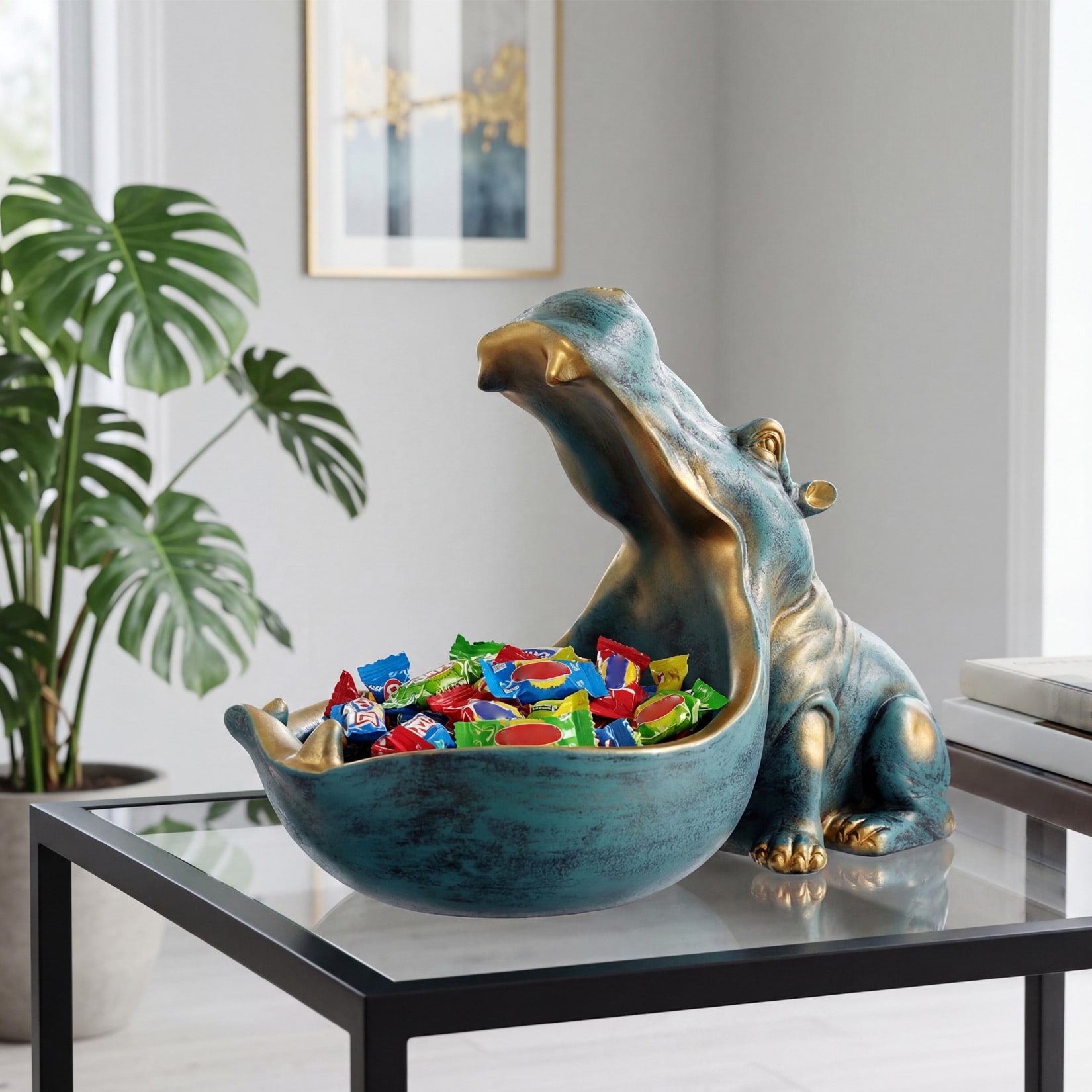 GAOMON Hippo Resin Decorative Tray - Hippopotamus Key Bowl and