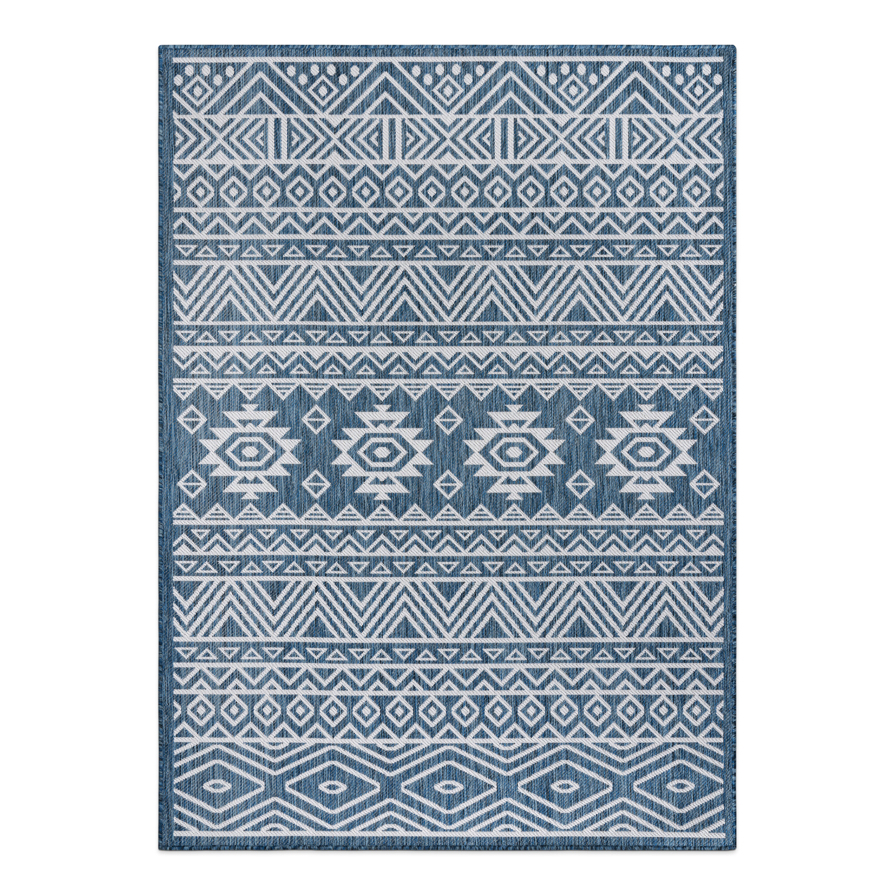 World Rug Gallery 124NAVY5X7 Summer 5 x 7 (ft) Loomed Polypropylene Navy Rectangular Indoor/Outdoor Geometric Global Area rug