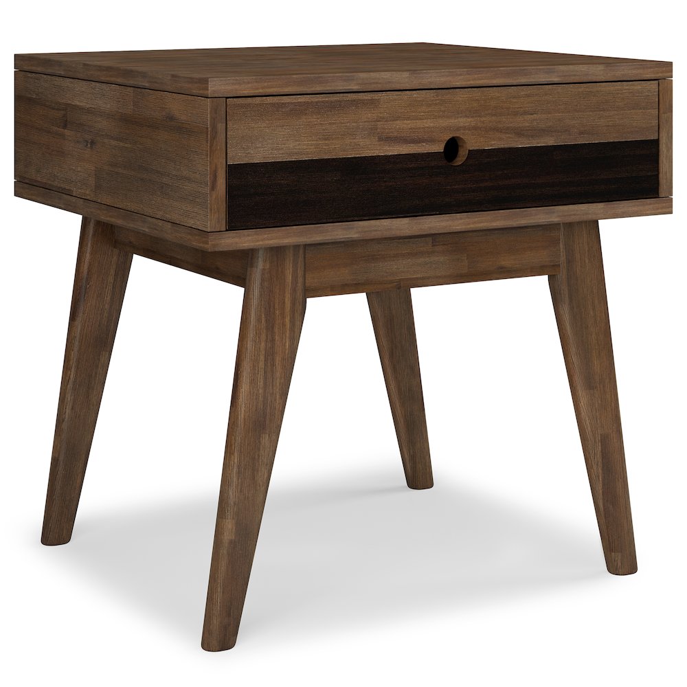  Clarkson Solid Acacia Wood End Table In Rustic Natural Aged Brown