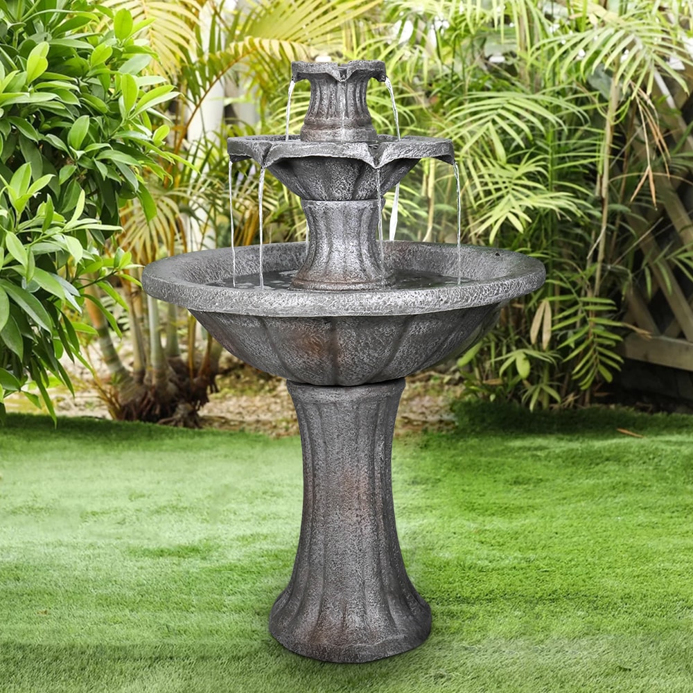 Watnature 41.7-in H Concrete Water Tiered Outdoor Fountain with ...