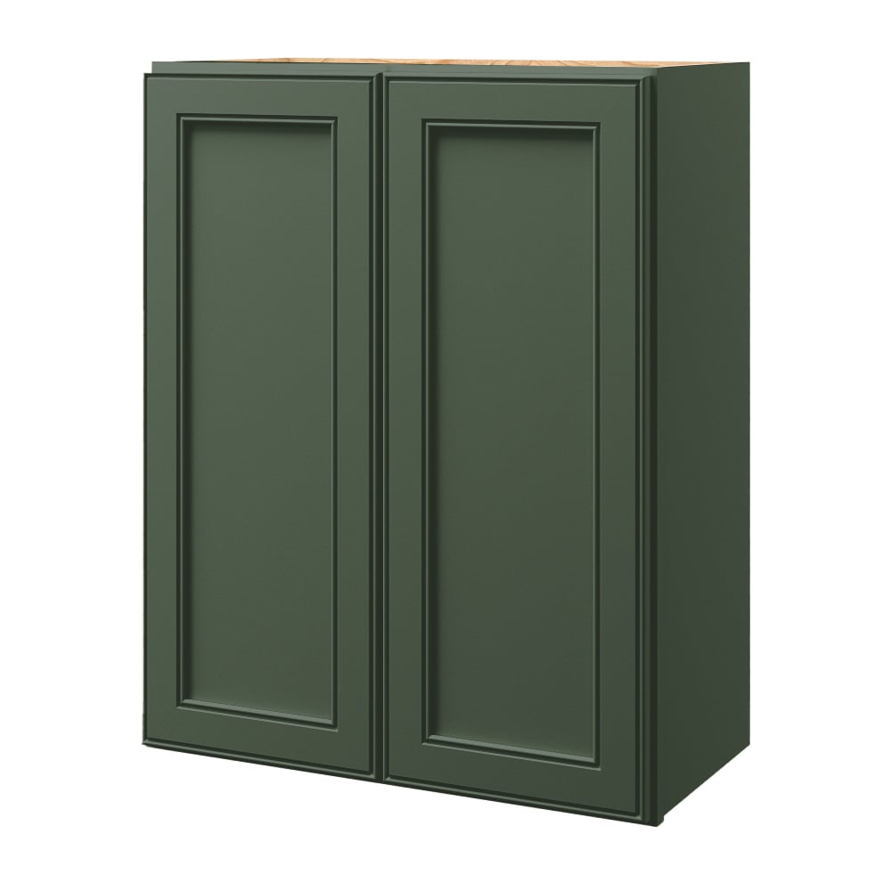 Heathrow 24-in W x 30.125-in H x 12-in D Sage Wall Fully Assembled Cabinet (Recessed Panel Square Door Style) in Green | - allen + roth 1263HR