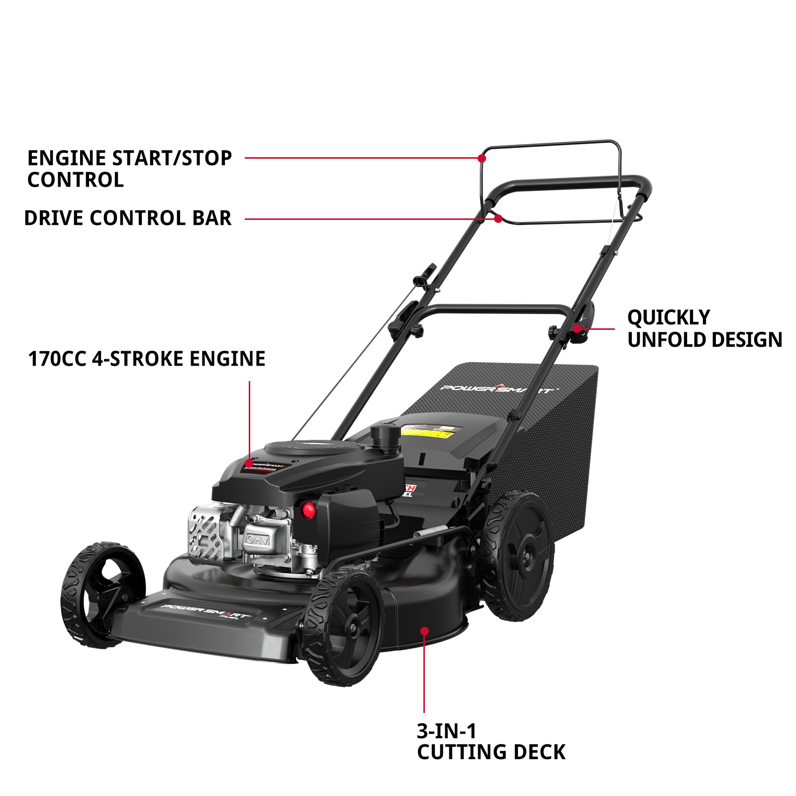 PowerSmart V8622S1 Gas-Walk-Behind-Mowers - View #6