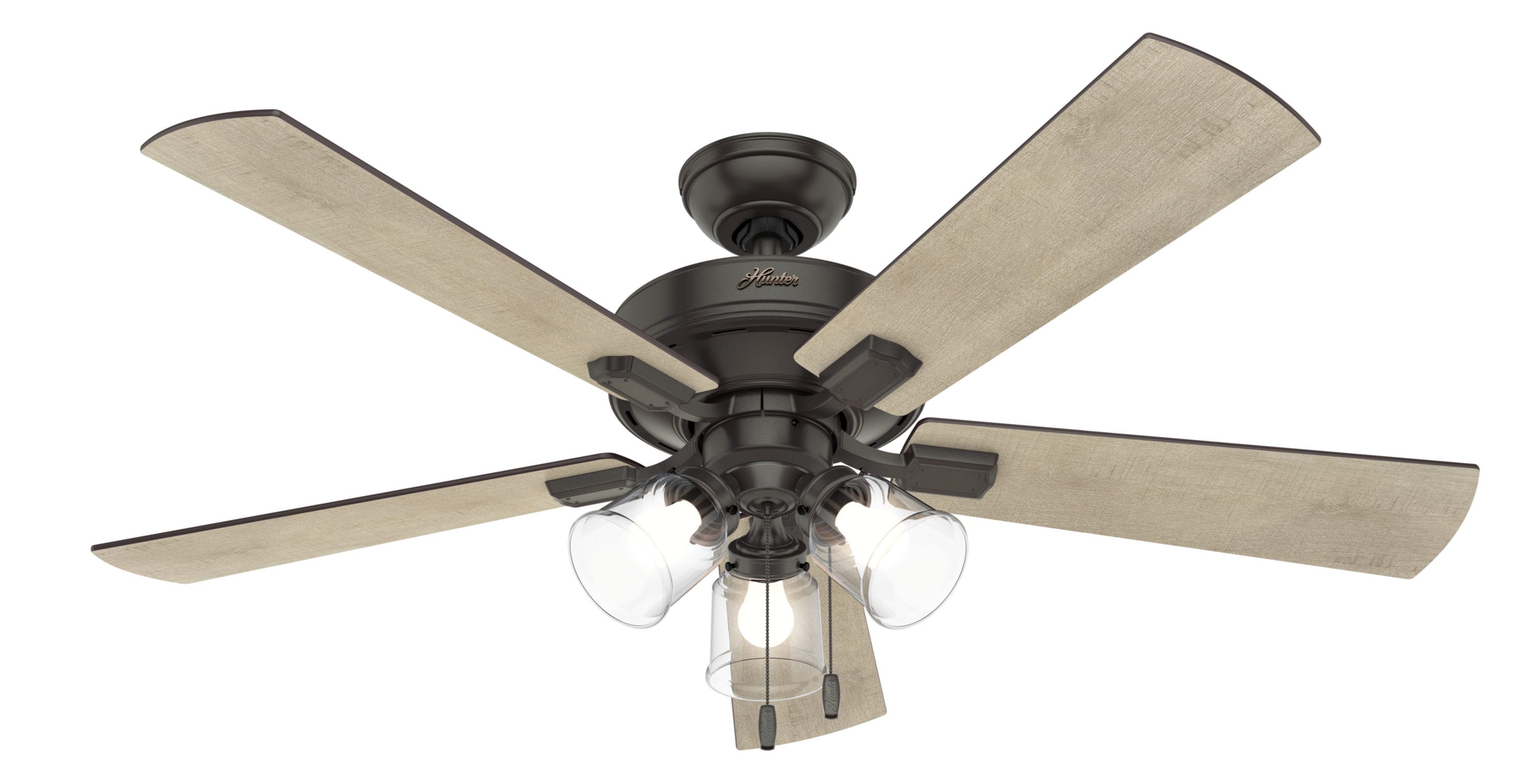 Hunter Crestfield 52-in Noble Bronze LED Indoor Flush mount Ceiling Fan with Light Kit (5-Blade)