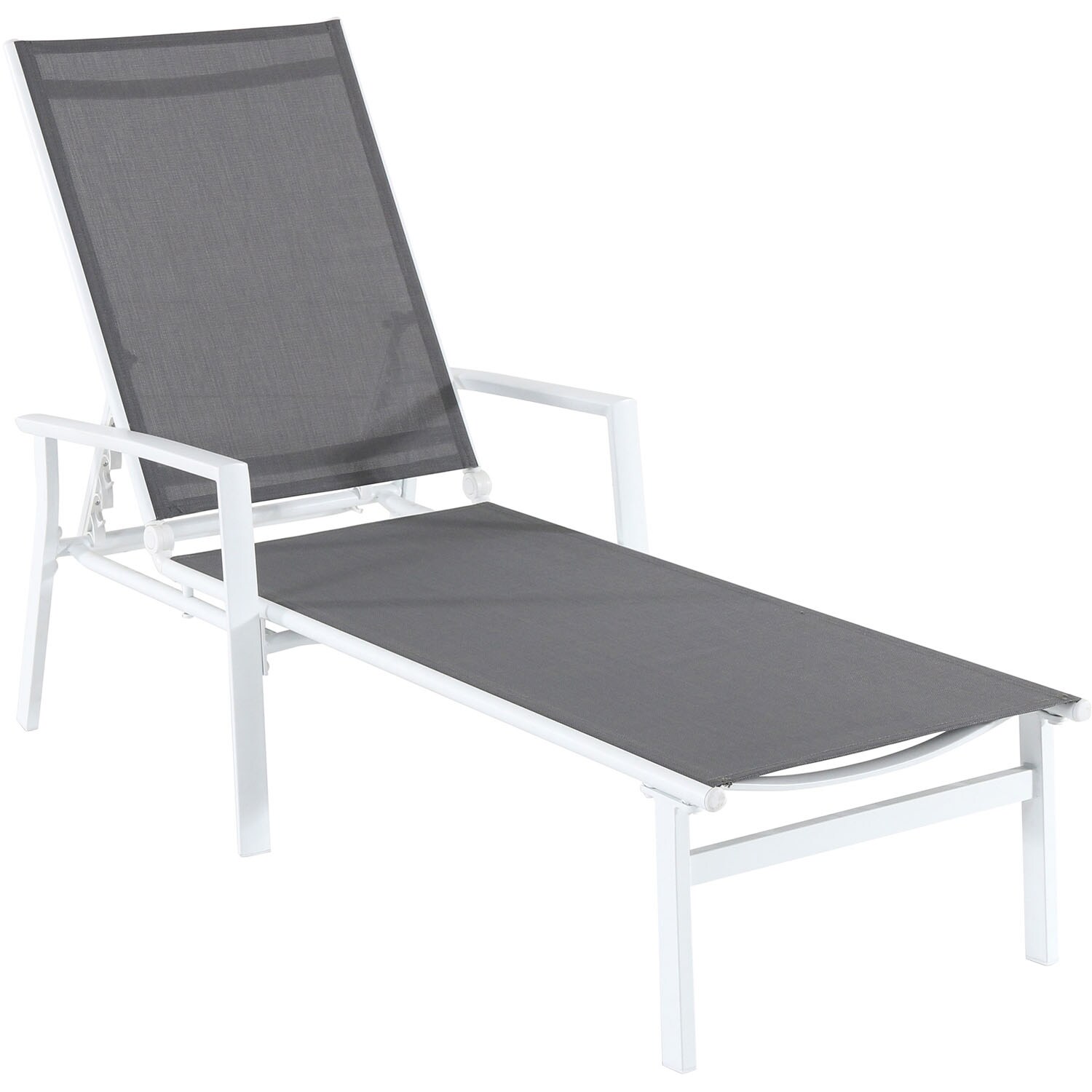 Hanover Naples White Steel Frame Stationary Chaise Lounge Chair with ...