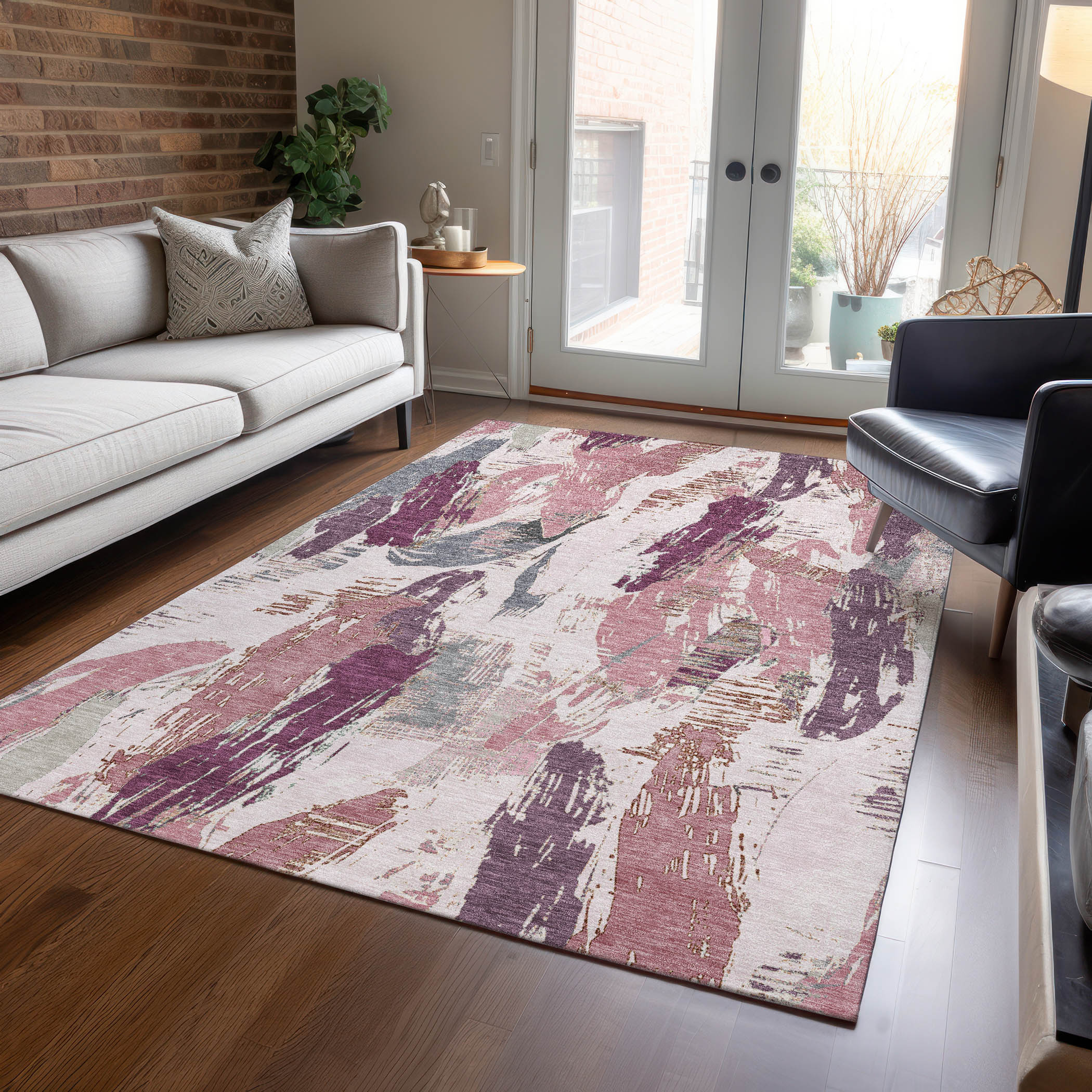 Addison Rugs ACN1597BL3X5 Chantille ACN1597BL 3 x 5 (ft) Polyester Blush Rectangular Indoor/Outdoor Geometric Machine washable Area rug