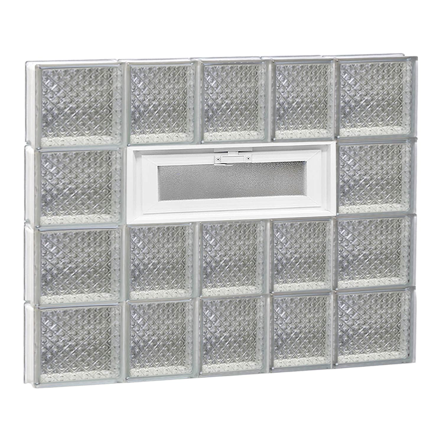 REDI2SET V3432DP Diamond Glass 32-3/4-in x 31-in Frameless Replacement Vented Glass Block Window