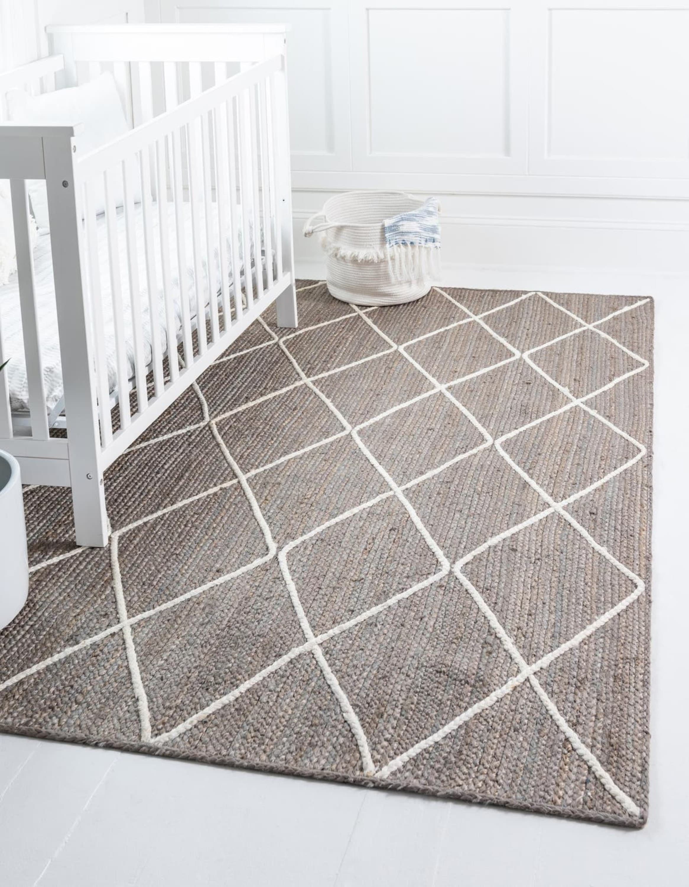 Unique Loom 3146853 Braided Jute 9 x 12 (ft) Braided Jute Gray Rectangular Indoor Solid Area rug