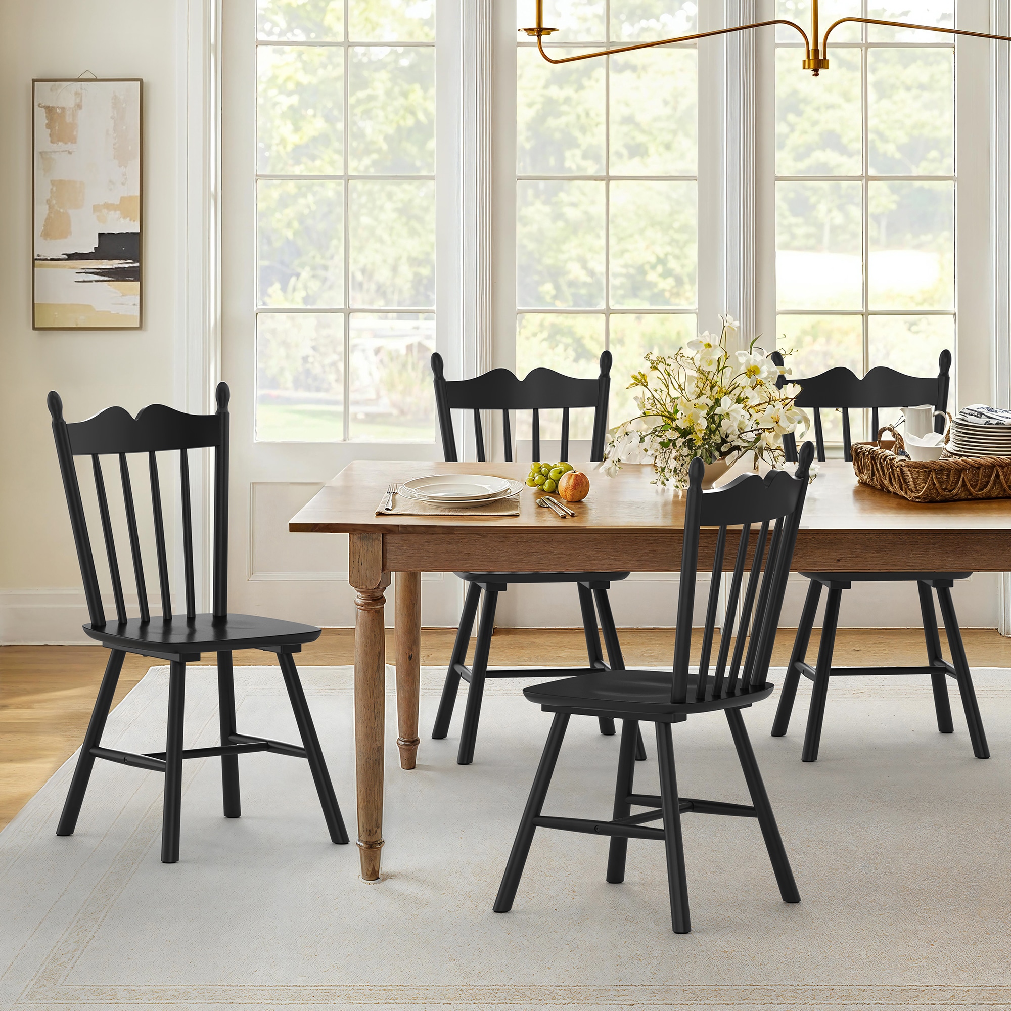 Yurevna - Set of 4 Windsor Dining Chair Country Dining side chair ( Wood Frame )