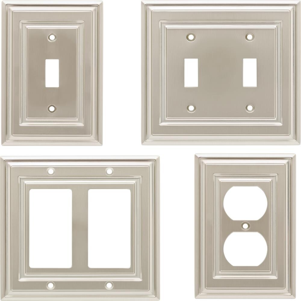 Brainerd Windemere 1-Gang Satin Nickel Duplex Standard Wall Plate at ...