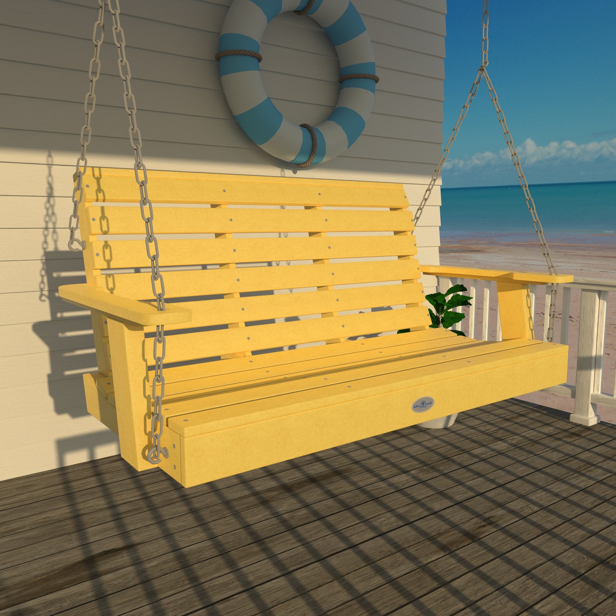 highwood BV-PORR2-SYE Riverside 2 -person Sunbeam Yellow Recycled plastic Outdoor Swing