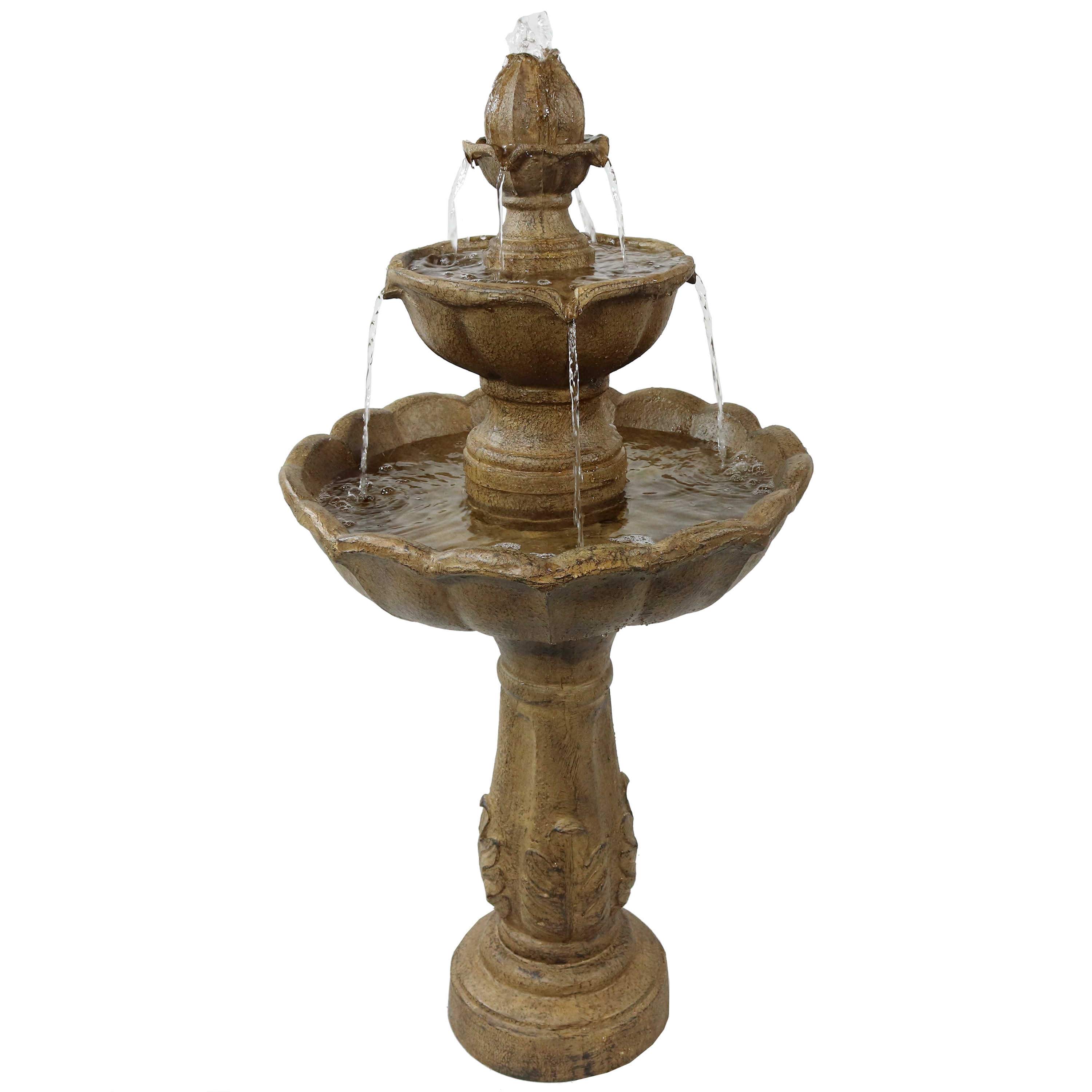 Sunnydaze Decor GSI-707 38-in H Resin Tiered Outdoor Fountain Pump Included