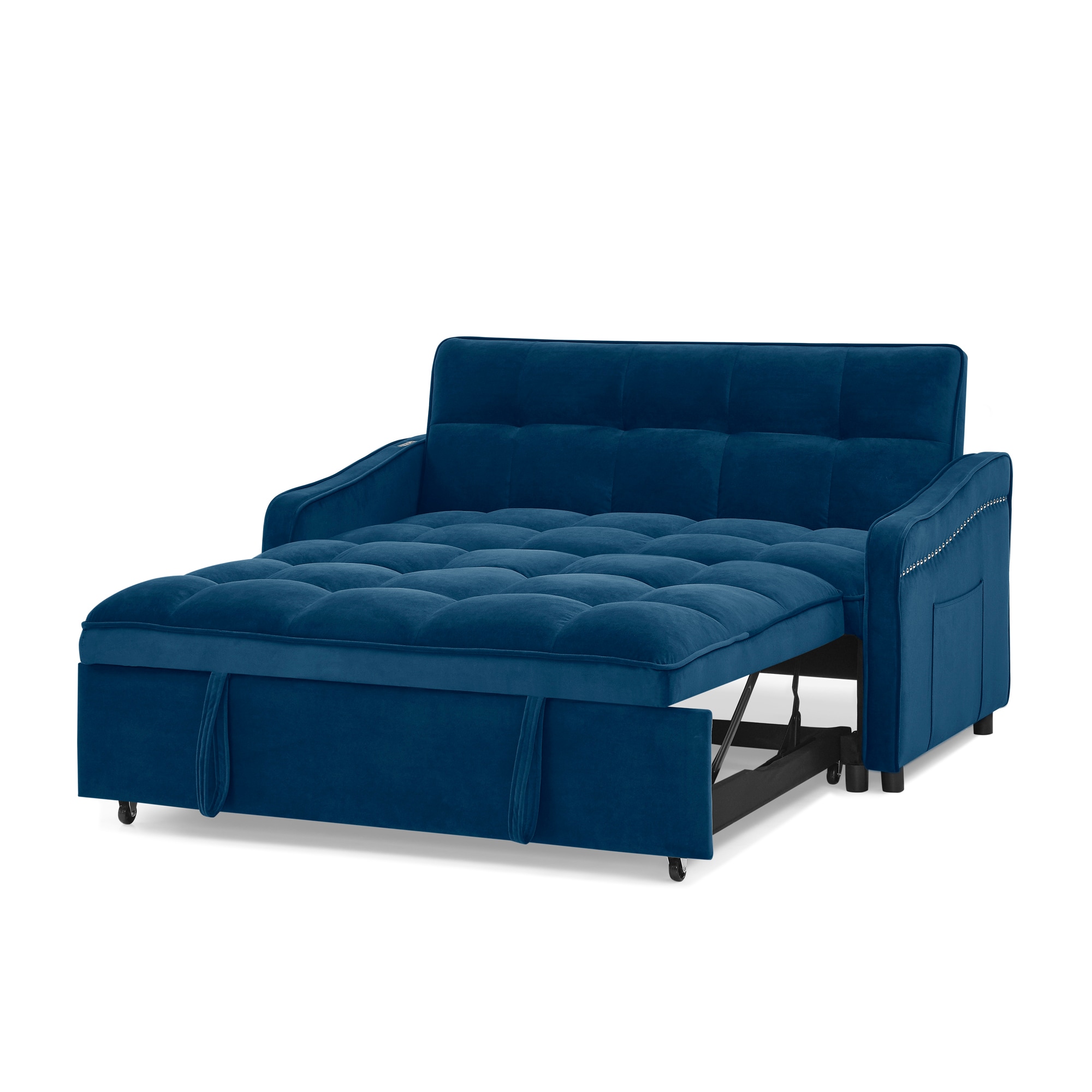 Bybafun YA0100260 53-in Casual Blue Velvet 2 -seater Reclining Sleeper