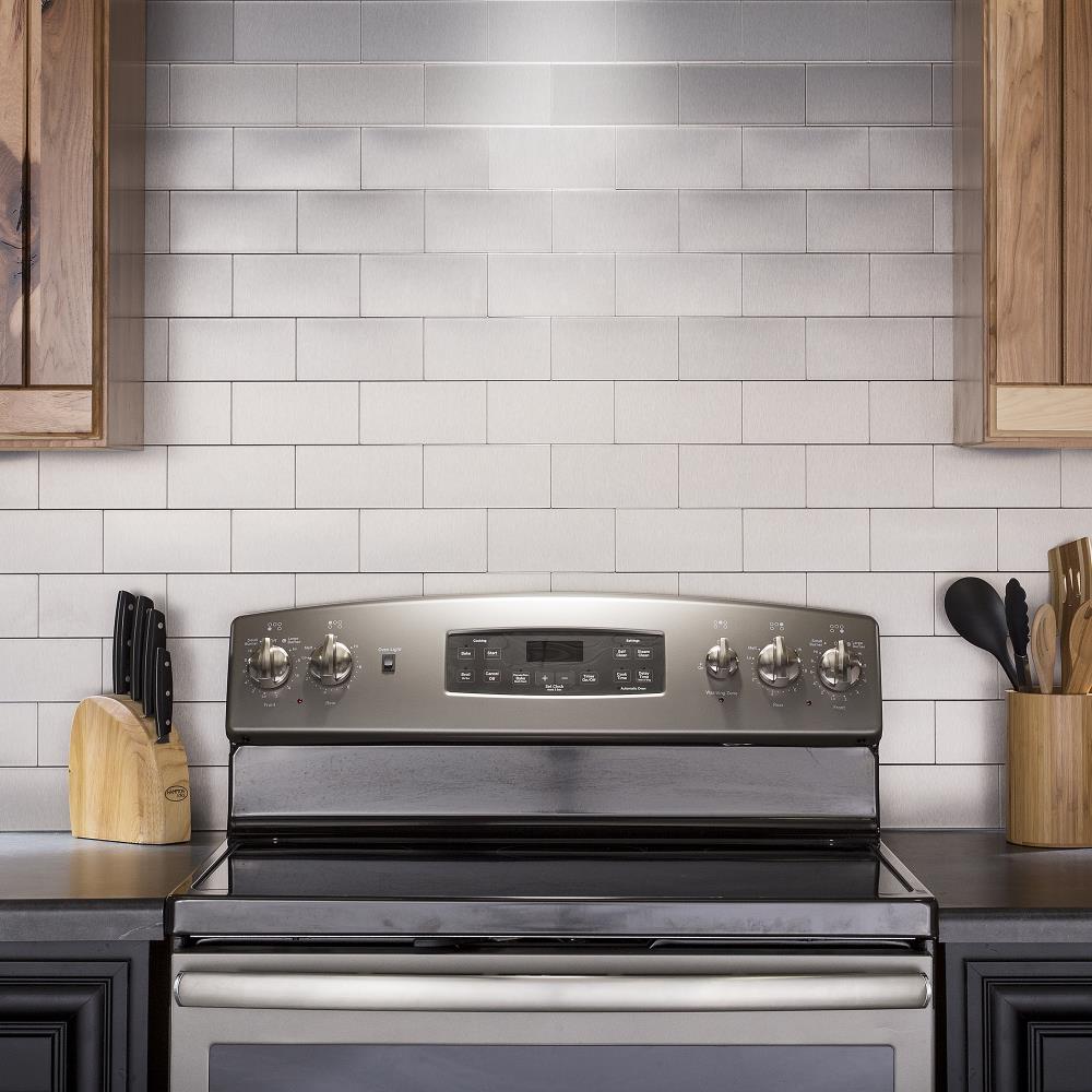 Aspect Metal Peel And Stick 3-in X 6-in Stainless Backsplash Panels In ...