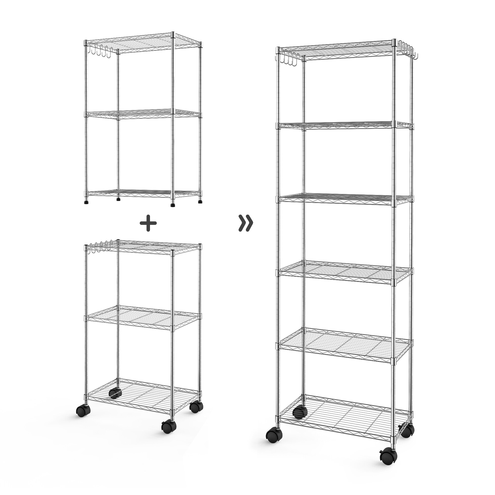 LTMATE LSCJ-B1748C Steel 6 -Tier Utility shelving unit ( 23.62-in W x 14.17-in D x 73.62-in H ) ( Chrome , ( 100-lb lbs. Capacity Per Shelf )