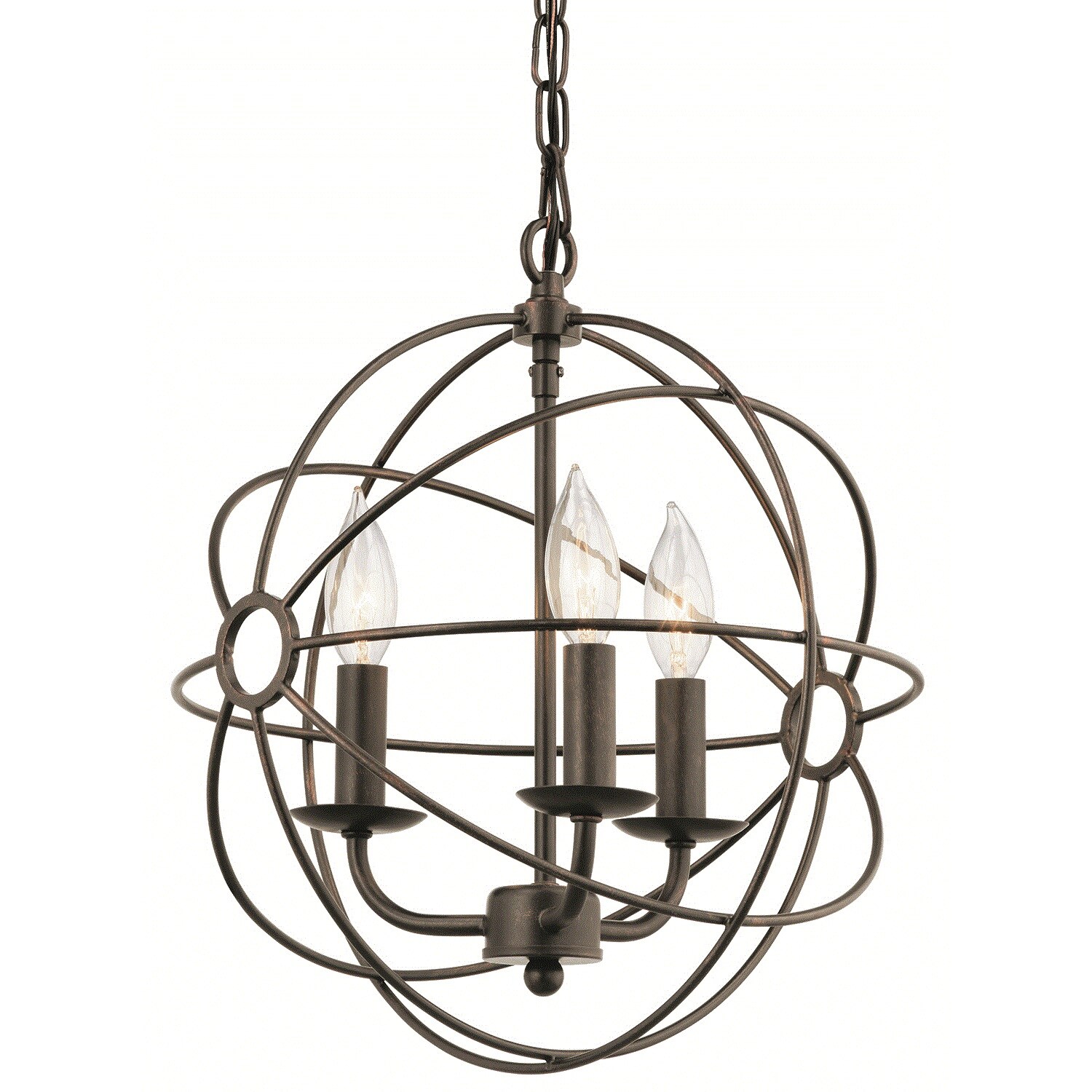 Kichler Vivian 3-Light Coffee with Copper Highlights Glam Globe Hanging ...