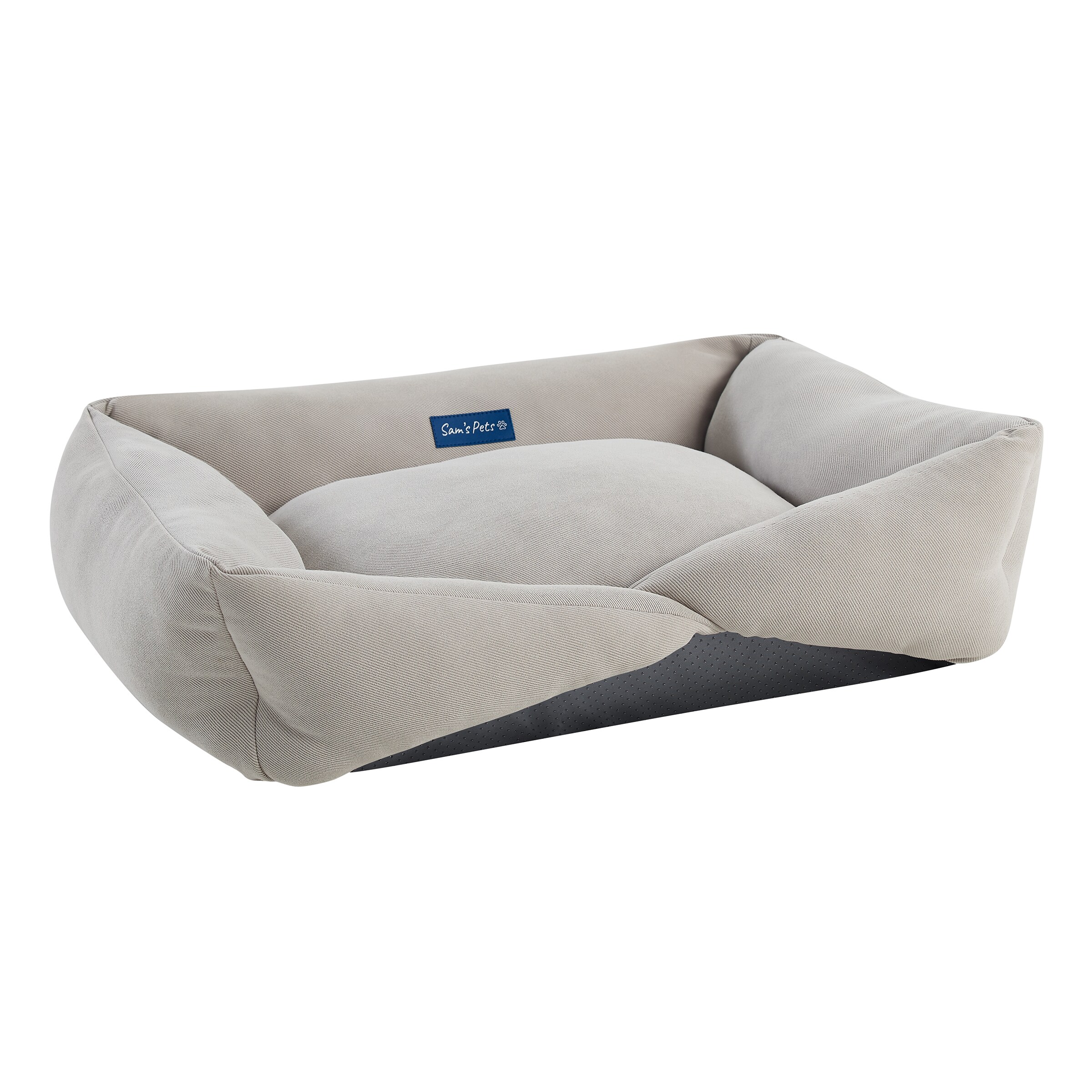 Sam's Pets Square Gray Suede Bolster Bed (Medium) in the Pet Beds ...