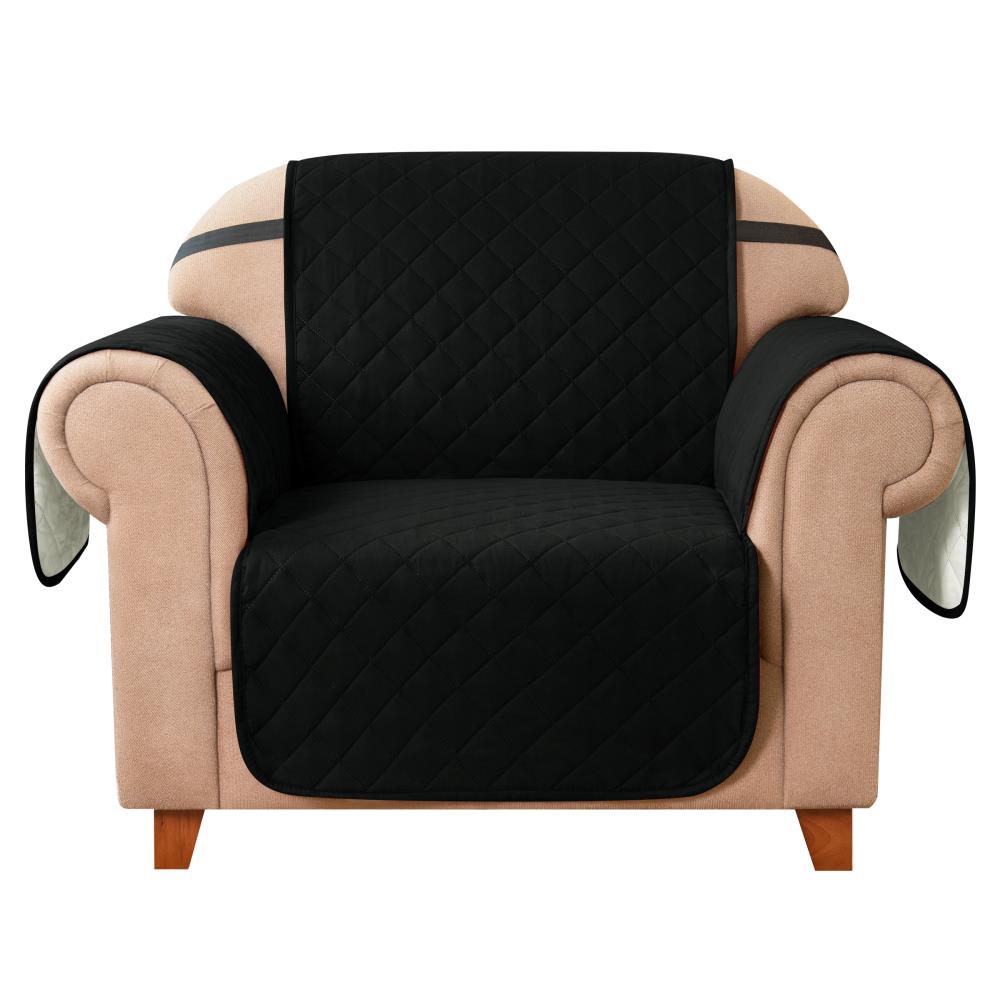 Subrtex SBTCHAIR08 Solid Black Microsuede Chair Slipcover 67-in W x 76-in H x 22-in D