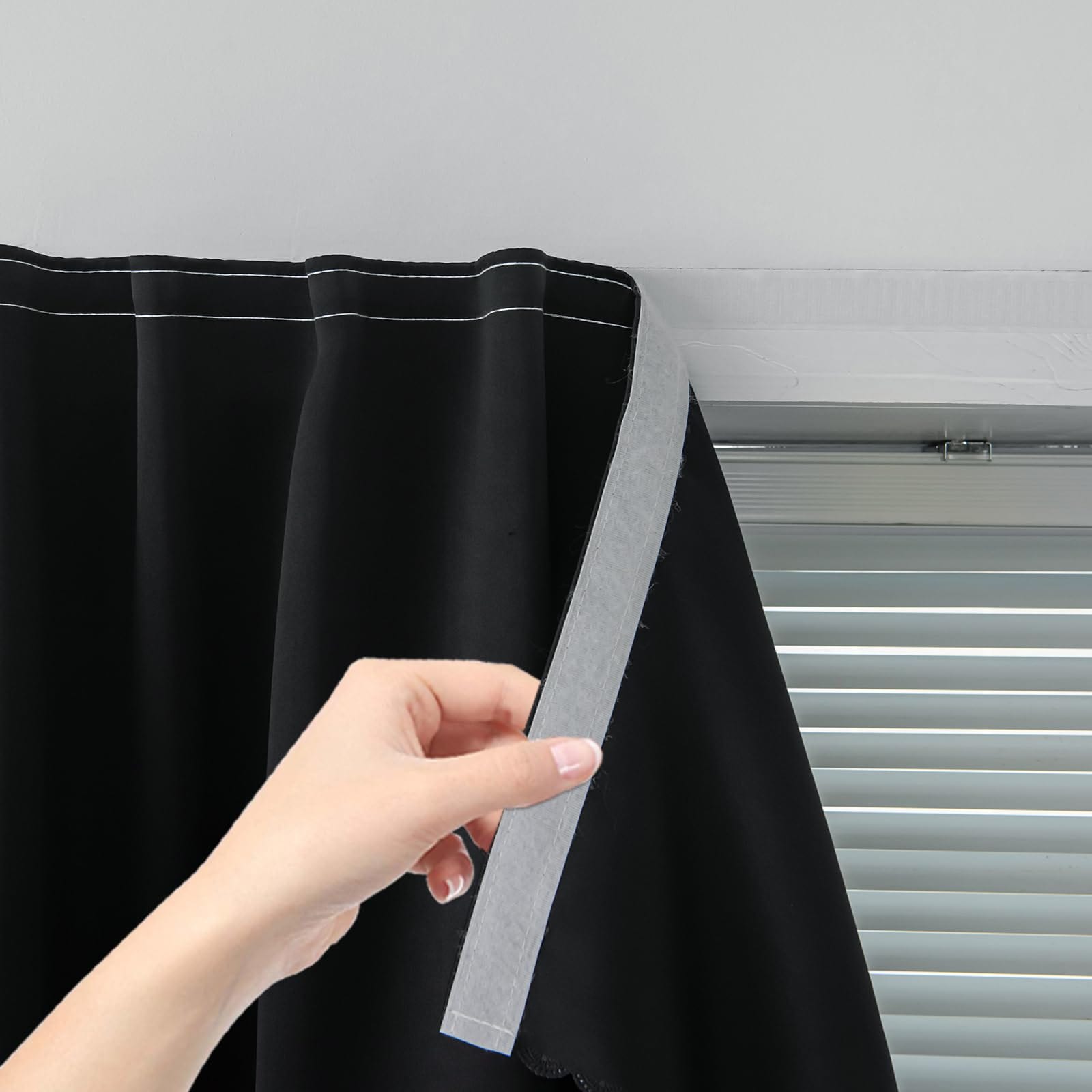 Anqtovp adhesive blackout curtain self stick window shade no rod