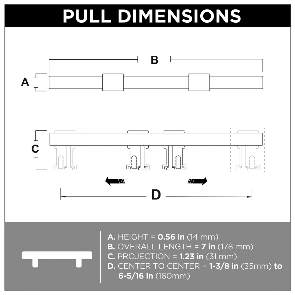 Franklin Brass Square Bar Adjusta-Pull 1-3/8-in To 6-5/16-in (35 Mm To ...