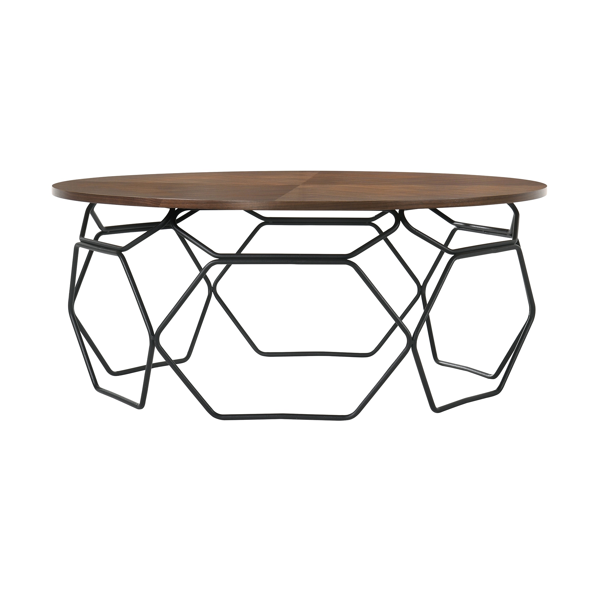 Armen Living Cosmo Modern Wood and Metal Coffee Table in Walnut/Black