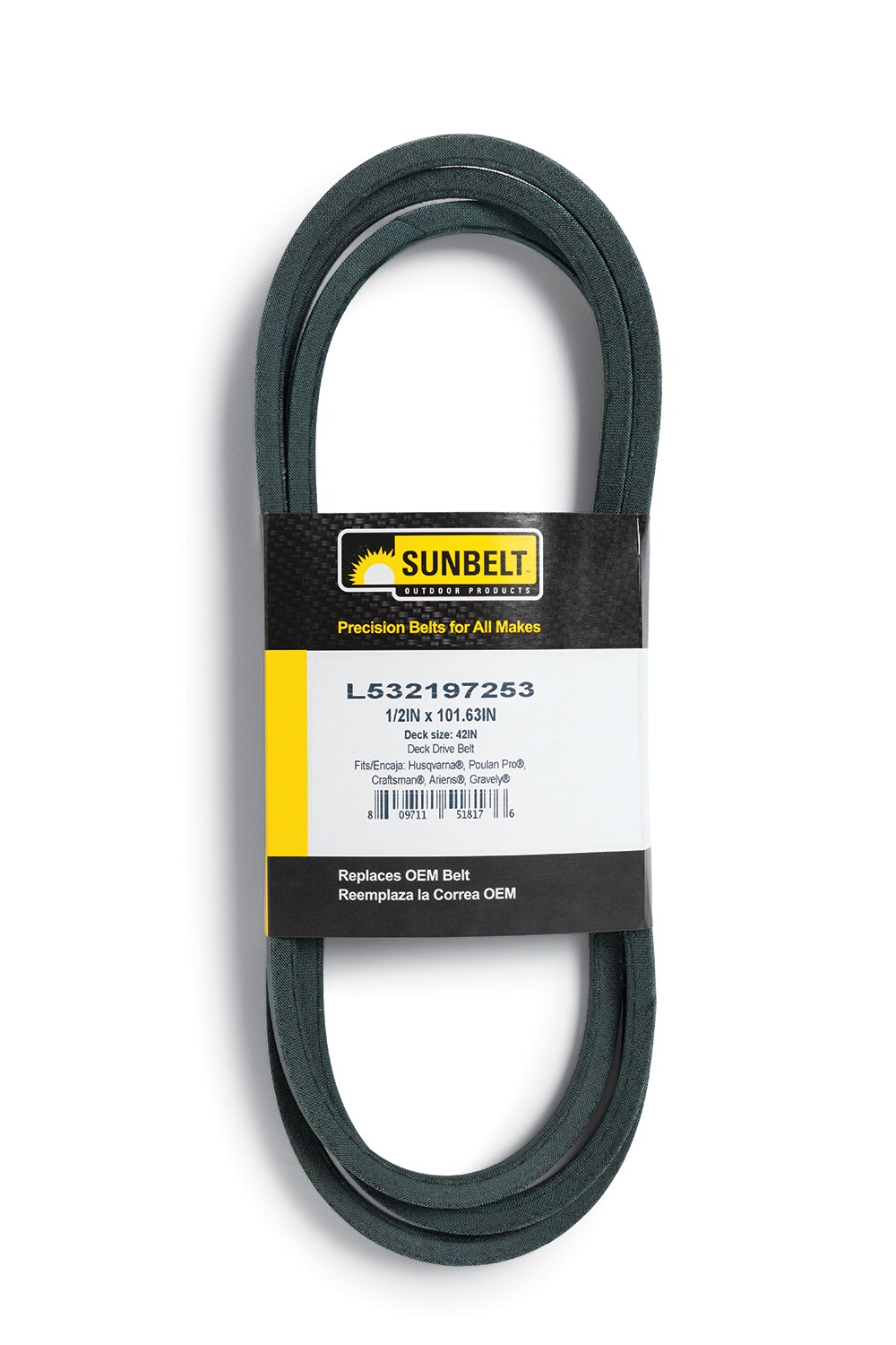 Sunbelt 1/2-in x 101.63-in Deck Belt, for 42-in Riding Mower/Tractors, Replaces OEM Part Number 532197253, 197253, Pp88006