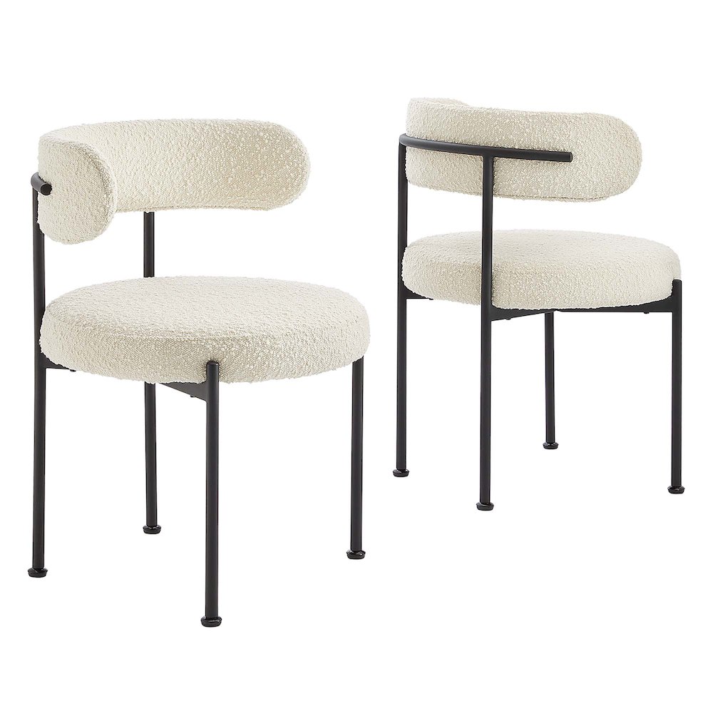 Modway BG3511034 Albie Boucle Fabric Dining Chairs Set of 2