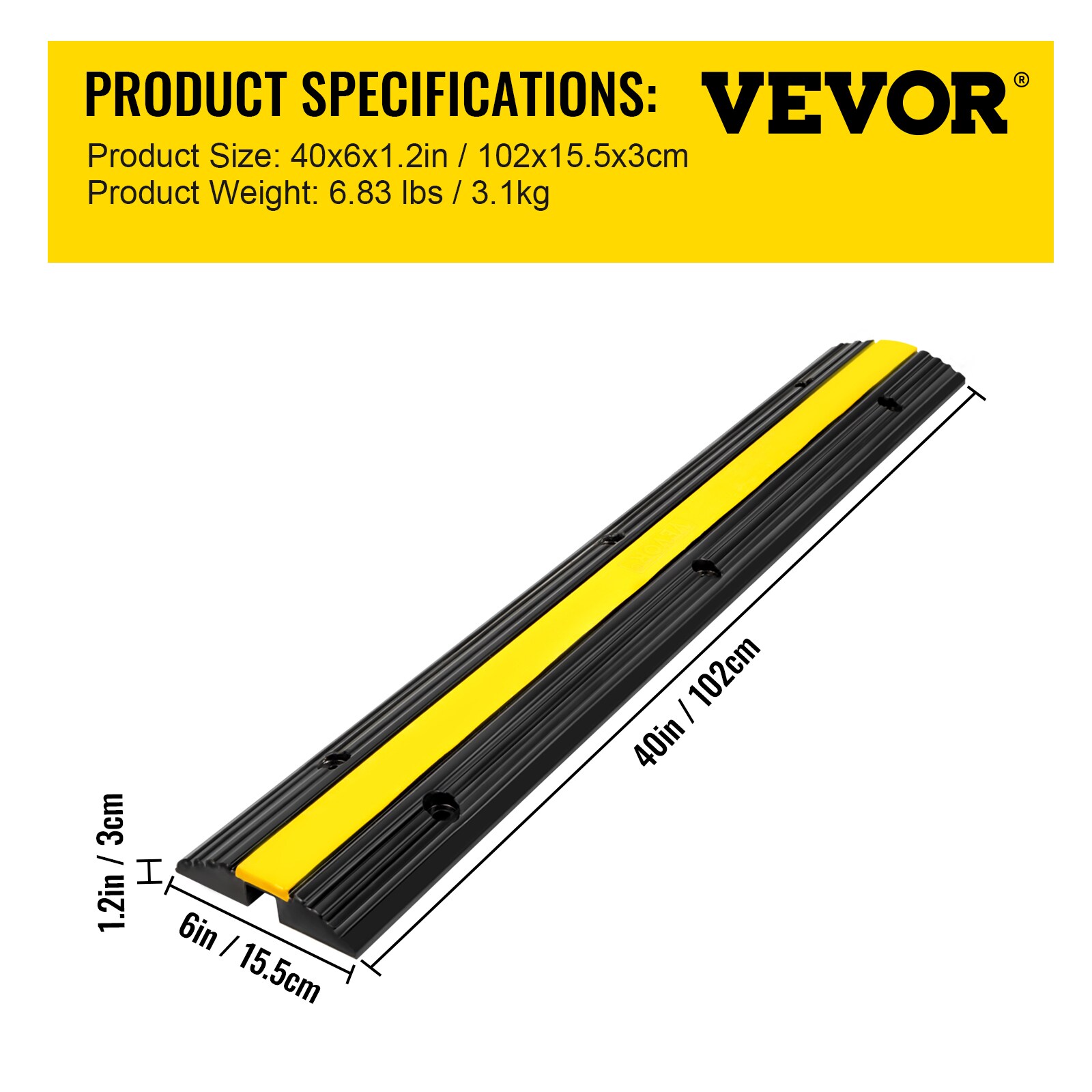 VEVOR VEVOR Rampa de Protector de Cable 3 Canales Capacidad de