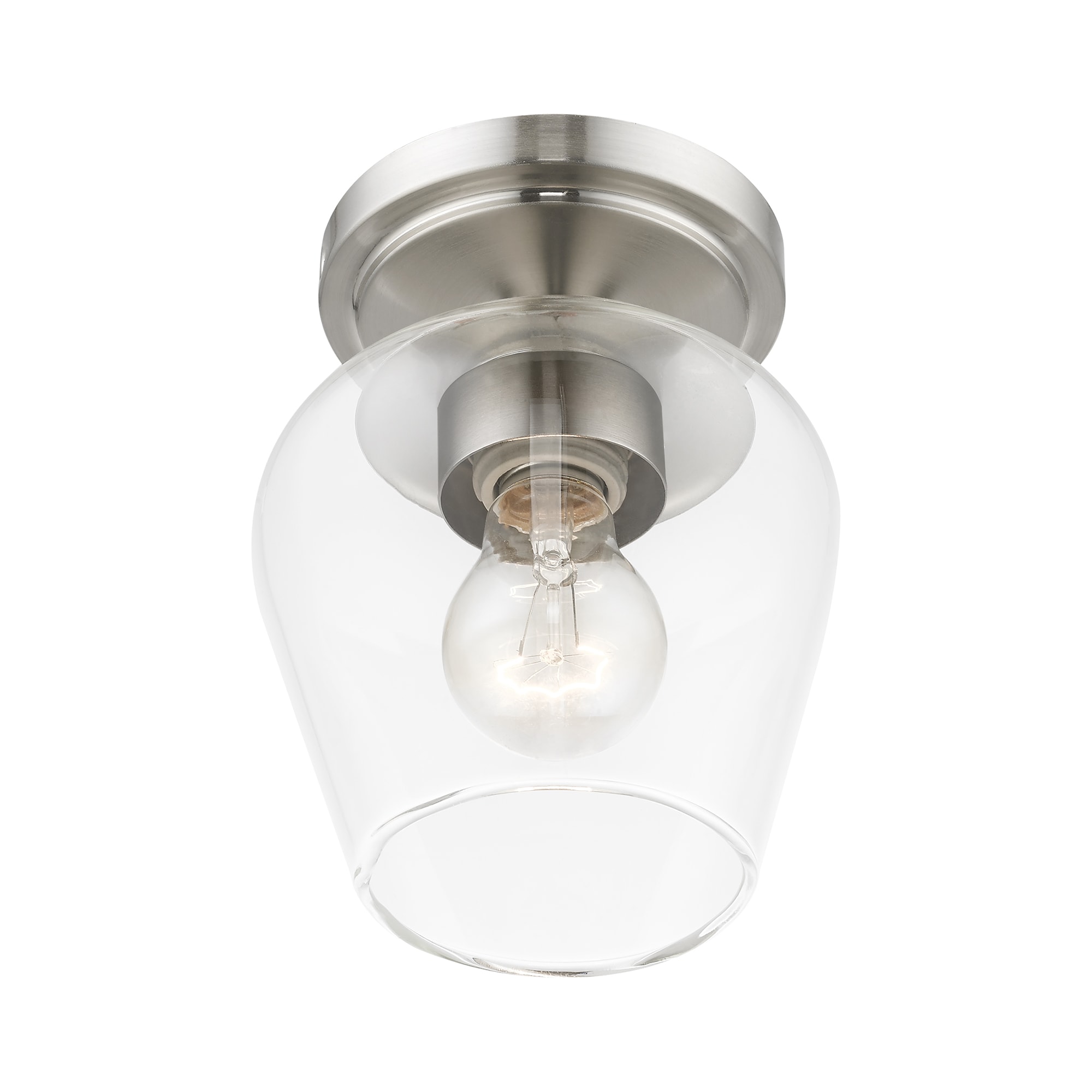 Willow Brushed Nickel 1-Light Indoor/Outdoor Flush Mount with Clear Glass
