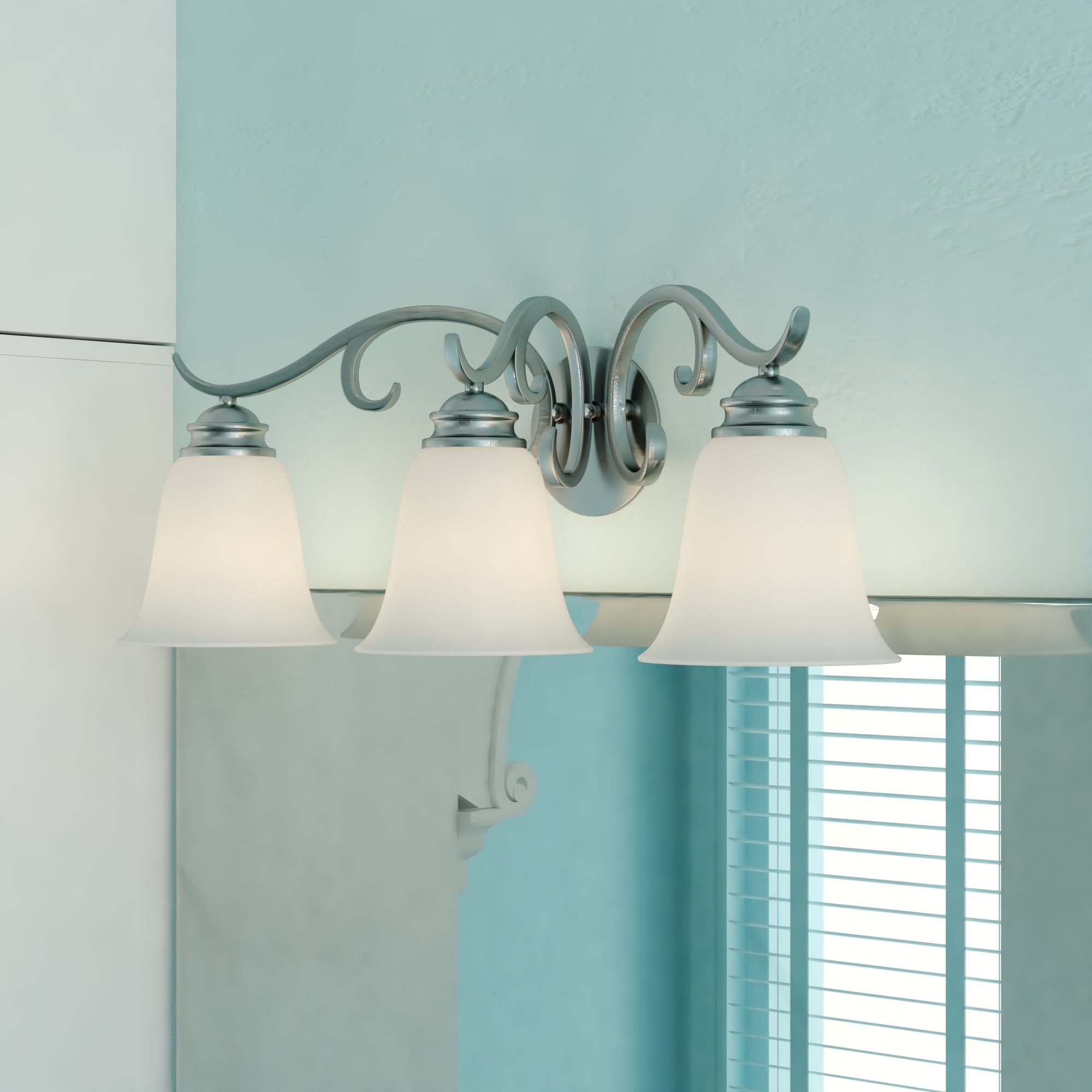 Cascadia W0162 Hartford 23.5-in 3 -Light Satin Nickel Transitional Vanity light