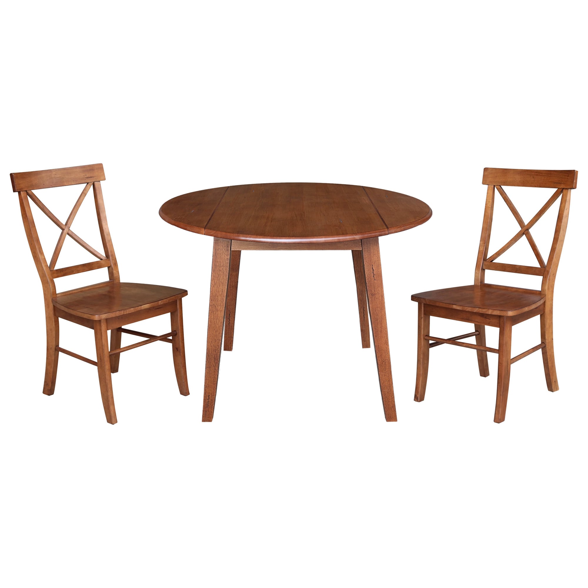International Concepts K42-42DL-C613-2 Distressed Oak Traditional Dining Room Set with Round Table ( Seats 4 )