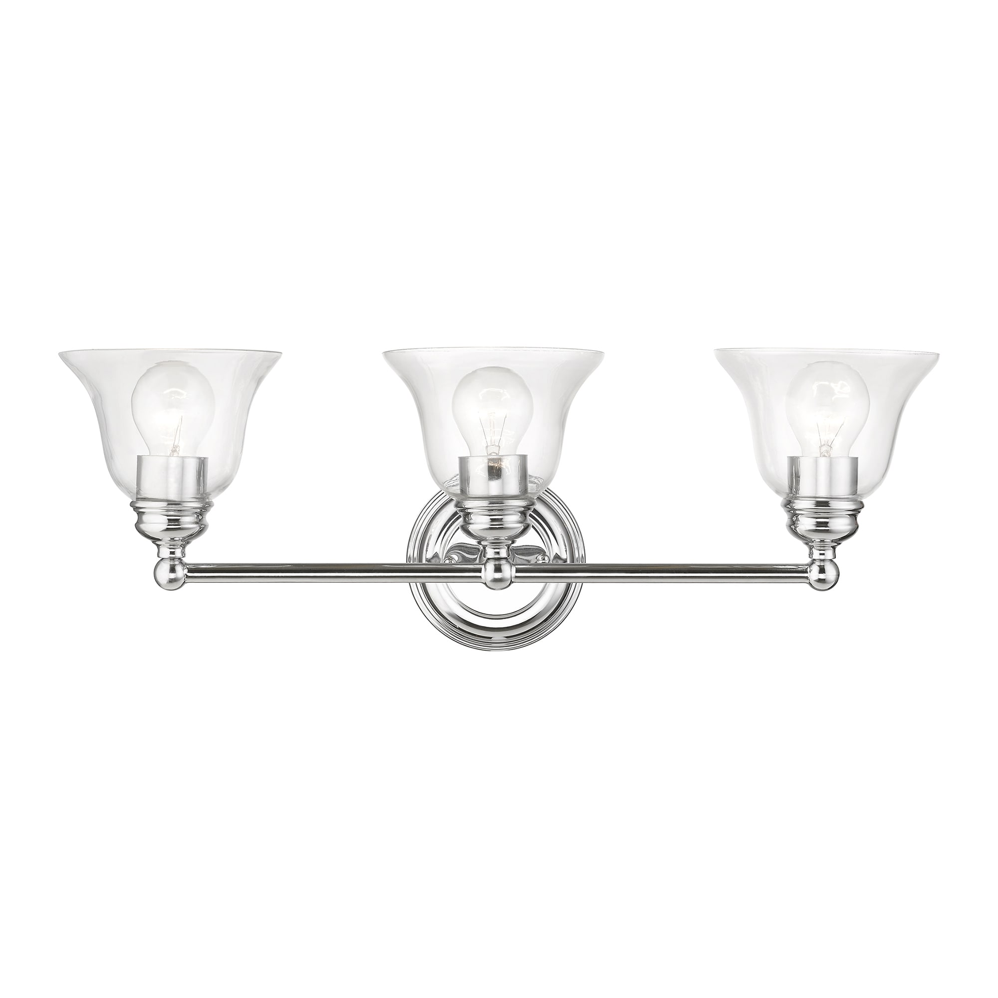 Polished Chrome 3-Light Vanity with Clear Glass Shades