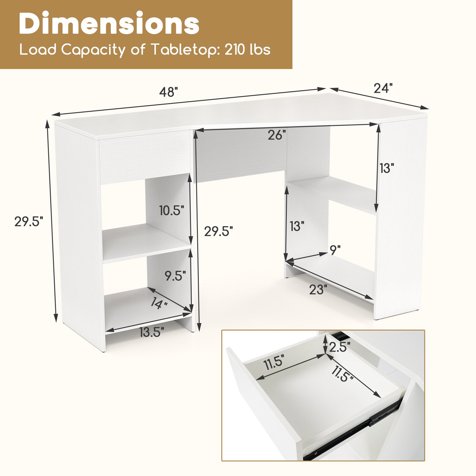 Slickblue D-CO-HW44801BC desks - View #3